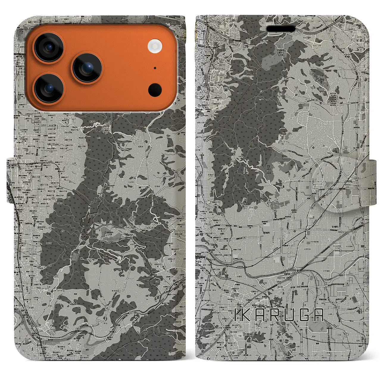 【斑鳩(奈良県)】地図柄iPhoneケース(手帳タイプ)