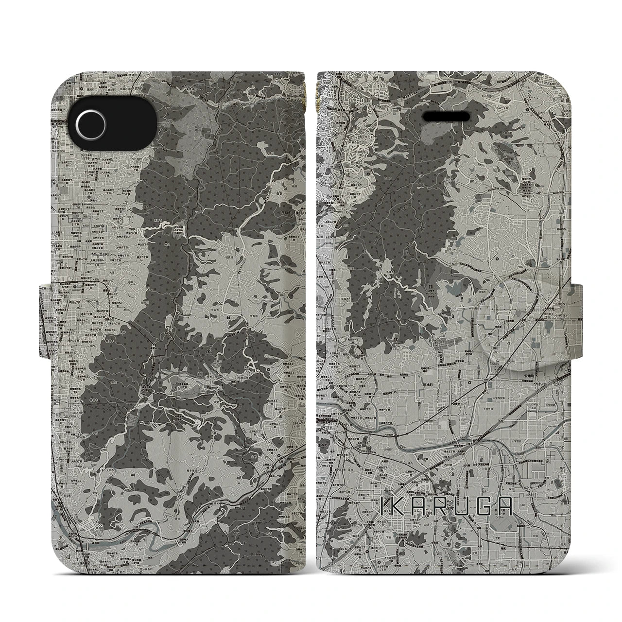 【斑鳩(奈良県)】地図柄iPhoneケース(手帳タイプ)