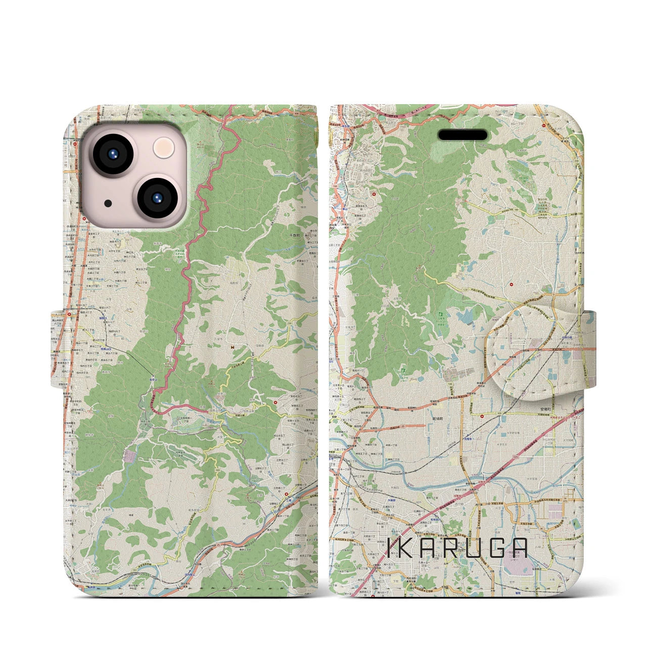 【斑鳩(奈良県)】地図柄iPhoneケース(手帳タイプ)