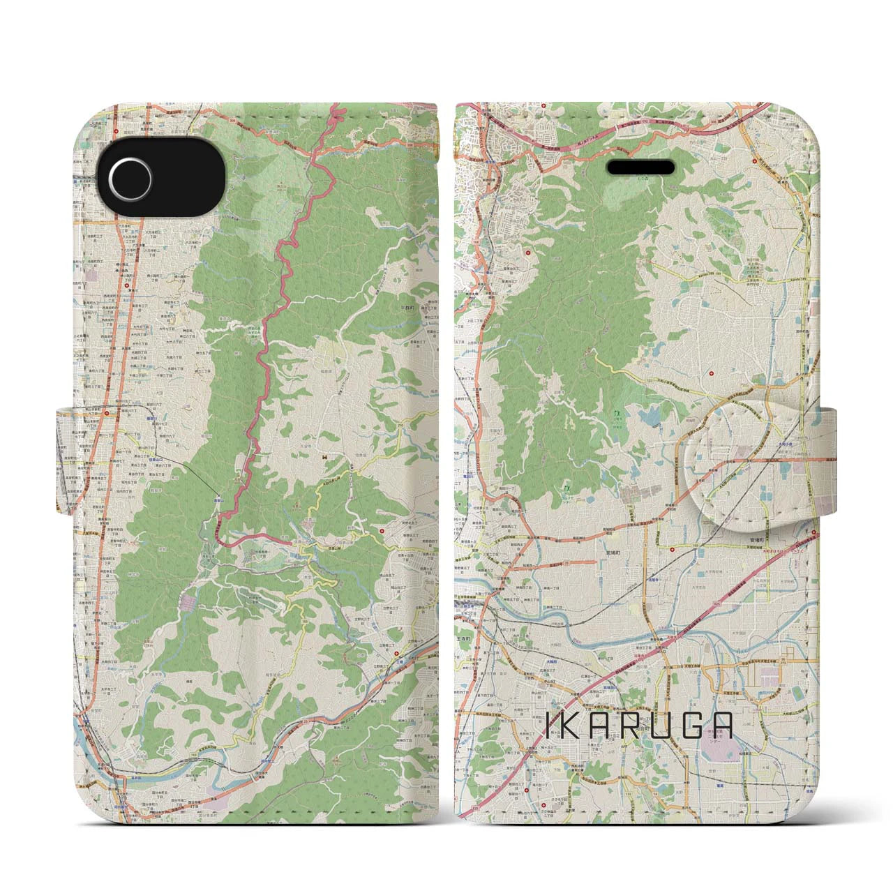 【斑鳩(奈良県)】地図柄iPhoneケース(手帳タイプ)