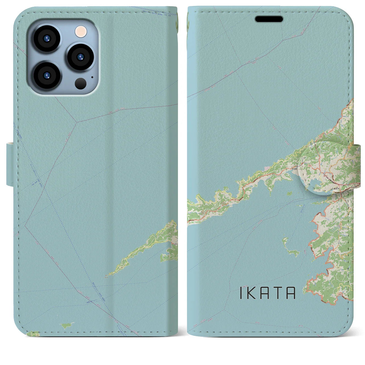 【伊方(愛媛県)】地図柄iPhoneケース(手帳タイプ)ナチュラル・iPhone 13 Pro Max 用