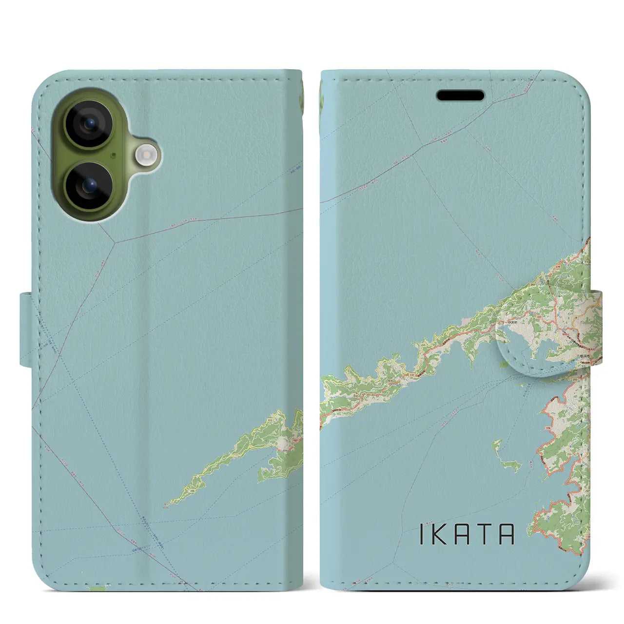 【伊方(愛媛県)】地図柄iPhoneケース(手帳タイプ)モノトーン・iPhone 17 Pro Max 用