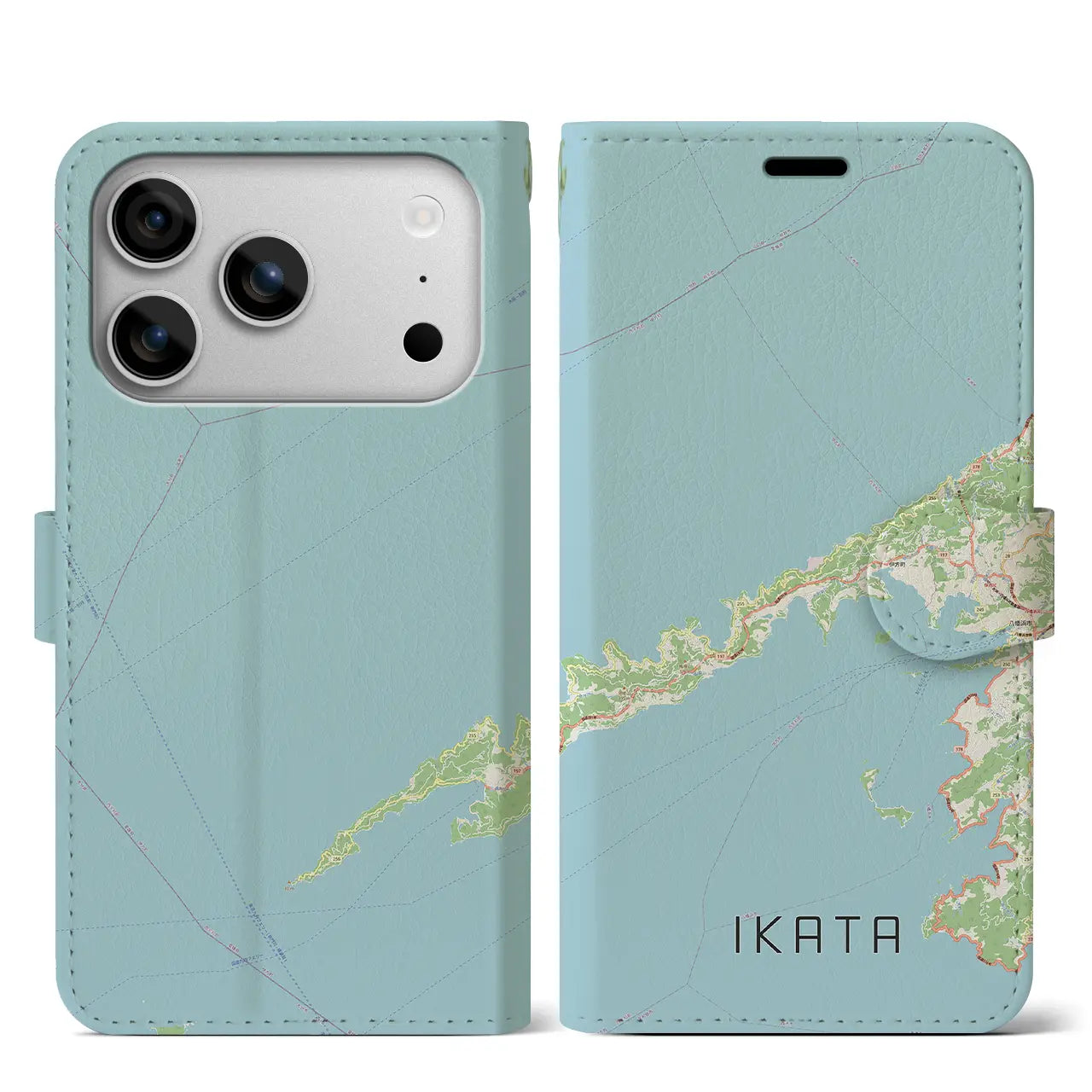 【伊方(愛媛県)】地図柄iPhoneケース(手帳タイプ)ナチュラル・iPhone 17 Pro Max 用