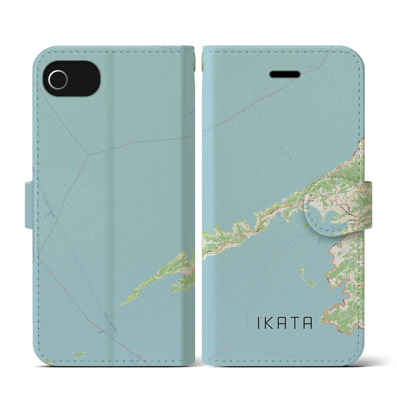 【伊方(愛媛県)】地図柄iPhoneケース(手帳タイプ)ナチュラル・iPhone SE(第3 / 第2世代) / 8 / 7 / 6s / 6 用