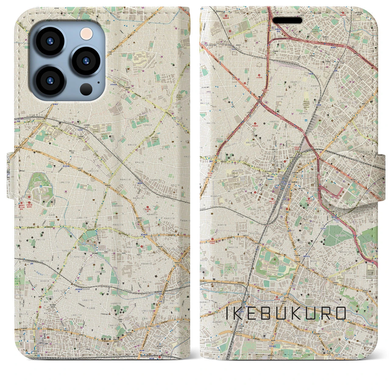 【池袋(東京都)】地図柄iPhoneケース(手帳タイプ)