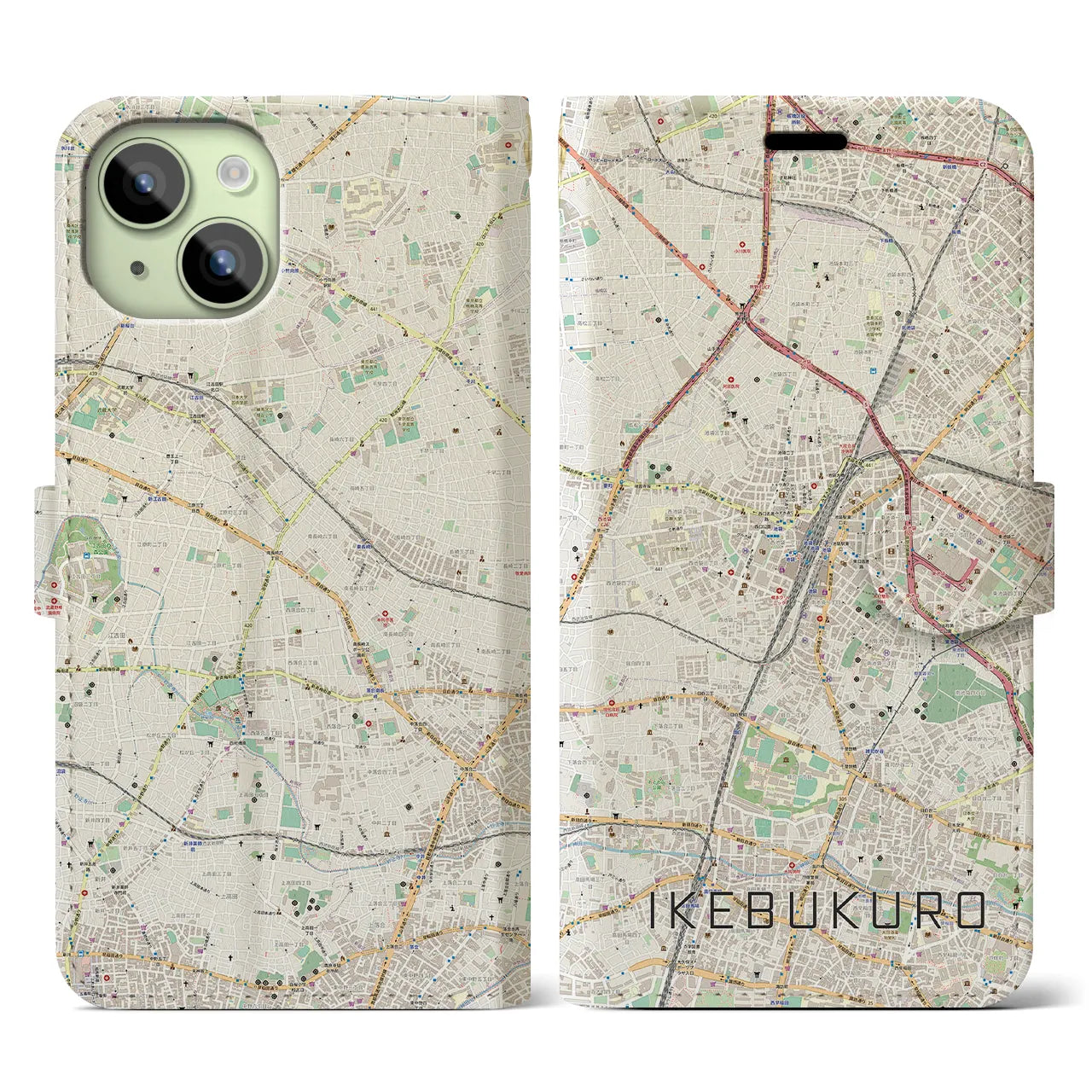 【池袋(東京都)】地図柄iPhoneケース(手帳タイプ)
