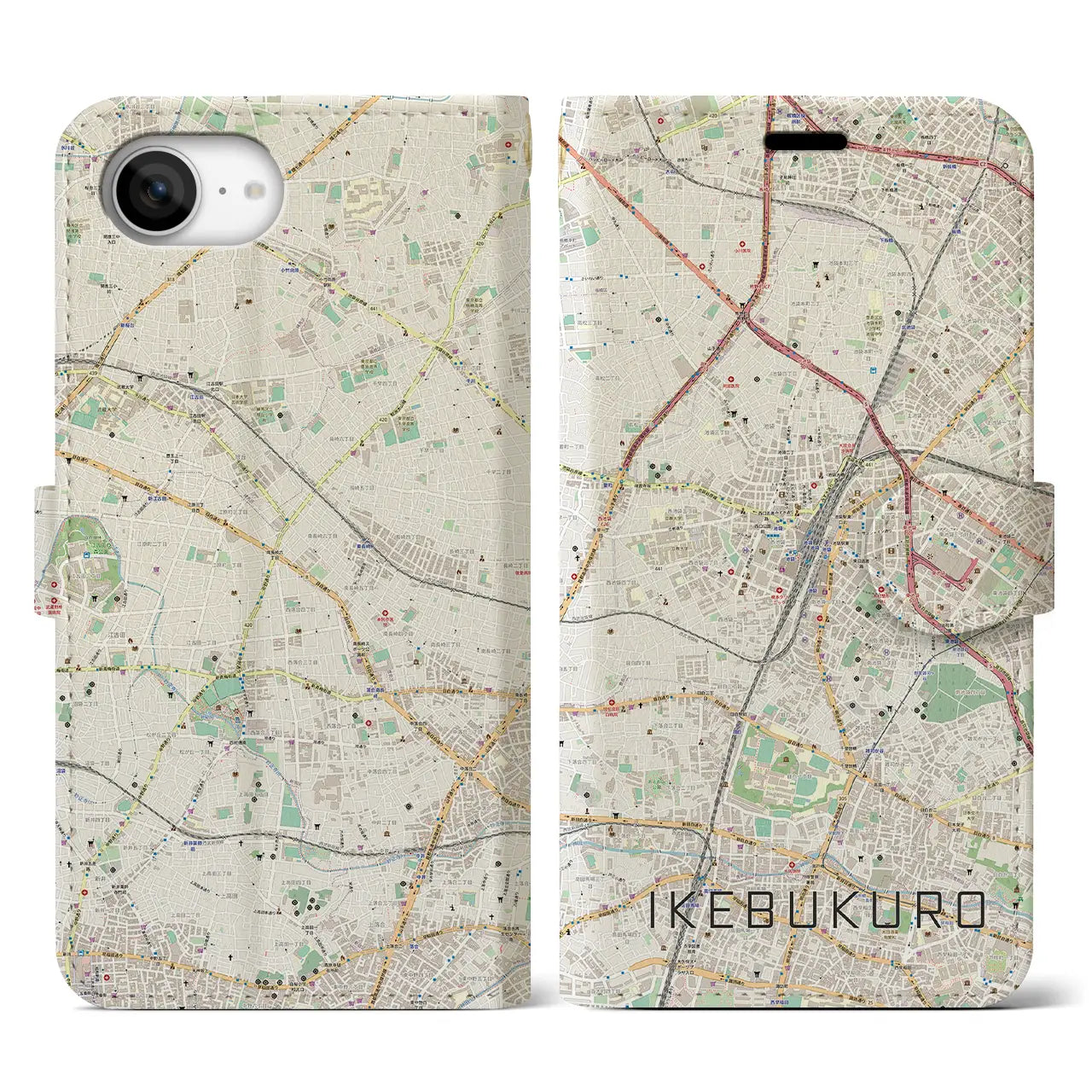 【池袋(東京都)】地図柄iPhoneケース(手帳タイプ)
