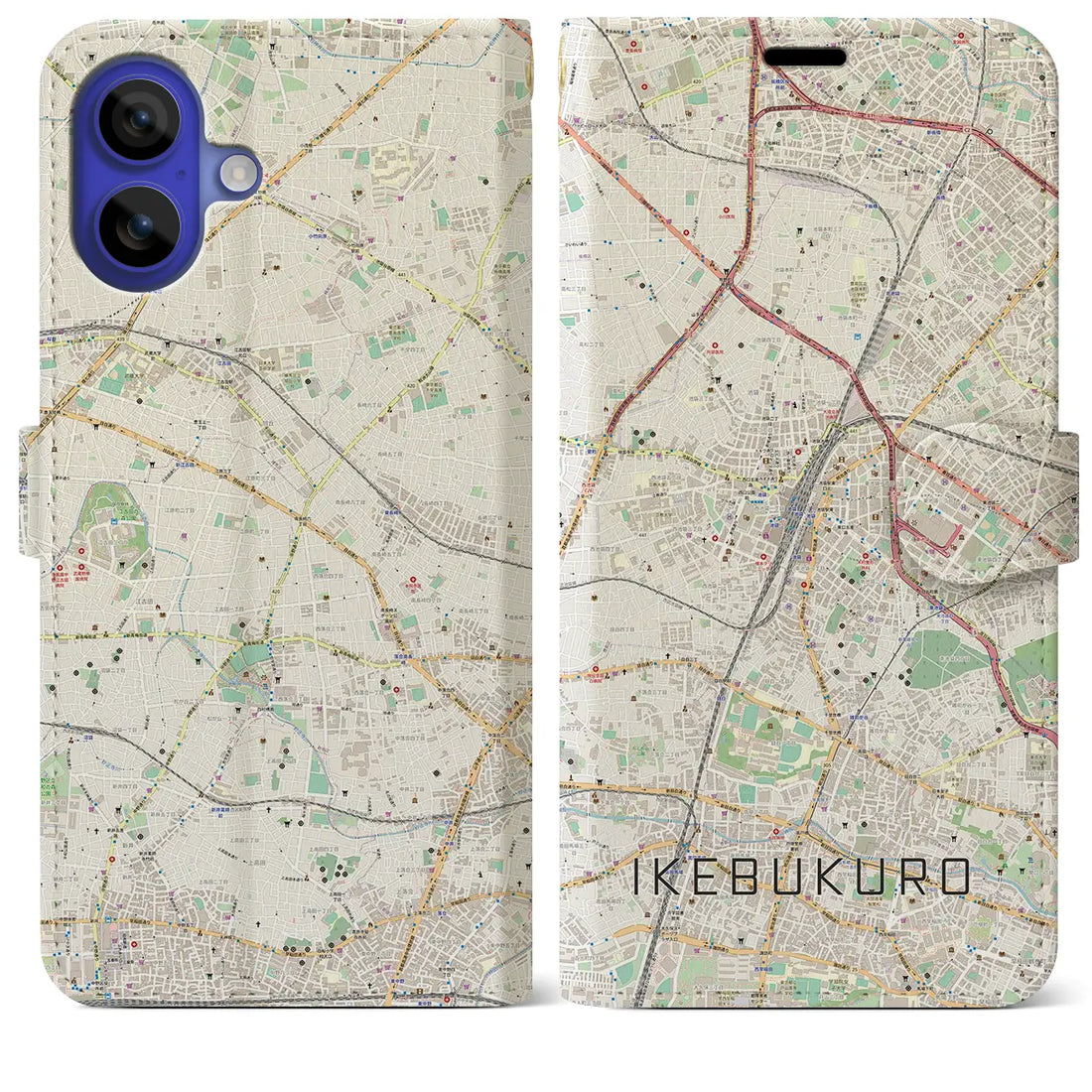 【池袋(東京都)】地図柄iPhoneケース(手帳タイプ)ナチュラル・iPhone 16 Pro Max 用