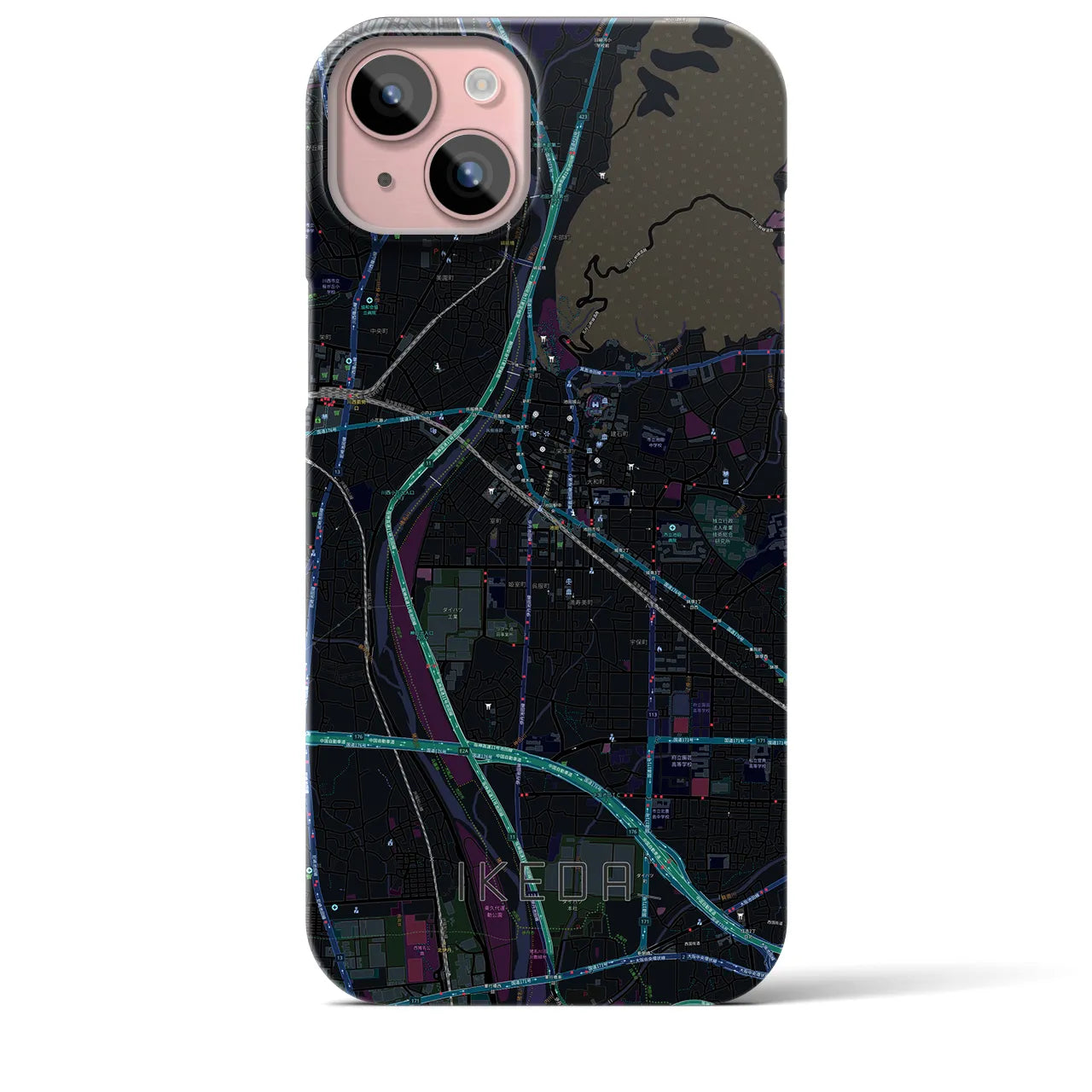 【池田(大阪府)】地図柄iPhoneケース(バックカバータイプ)