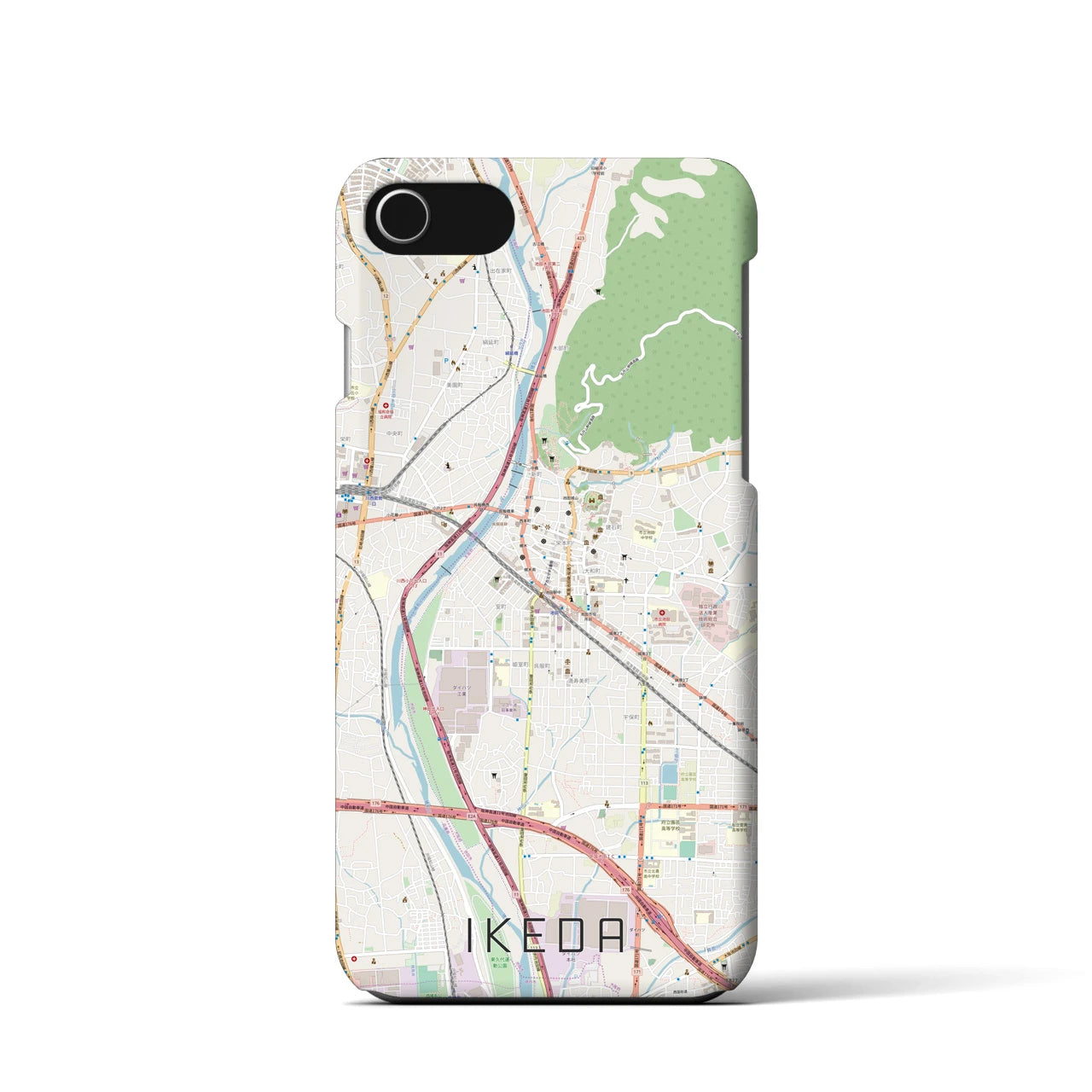 【池田(大阪府)】地図柄iPhoneケース(バックカバータイプ)