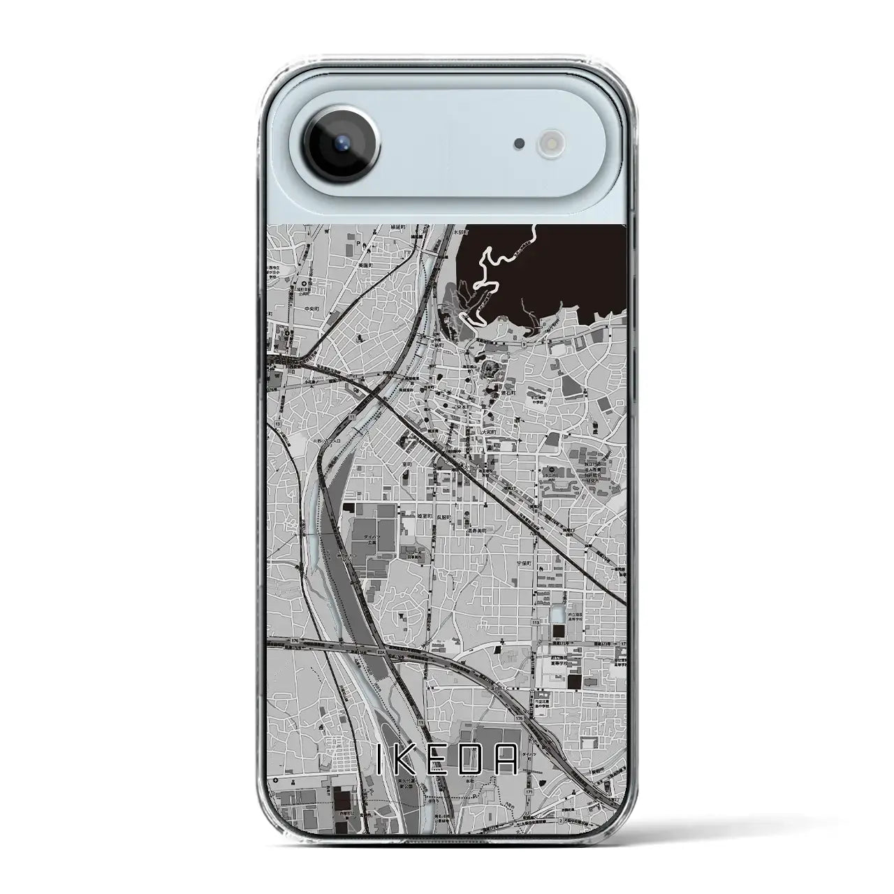 【池田(大阪府)】地図柄iPhoneケース(クリアタイプ)モノトーン・iPhone 17 Pro Max 用