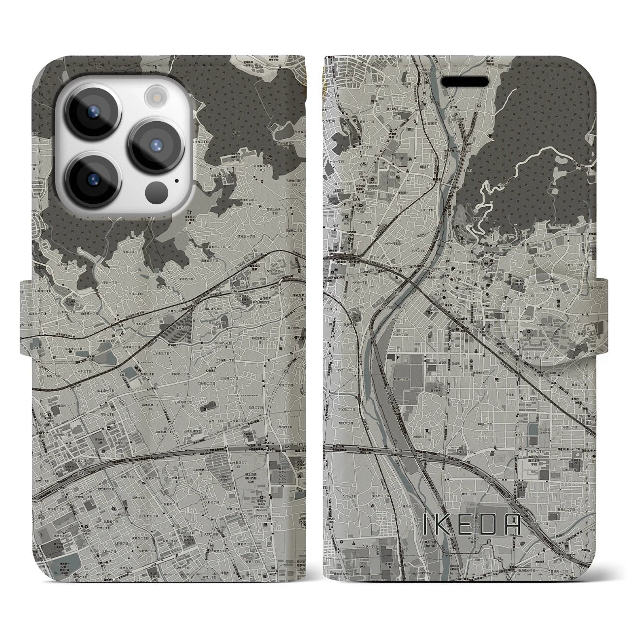 【池田(大阪府)】地図柄iPhoneケース(手帳タイプ)