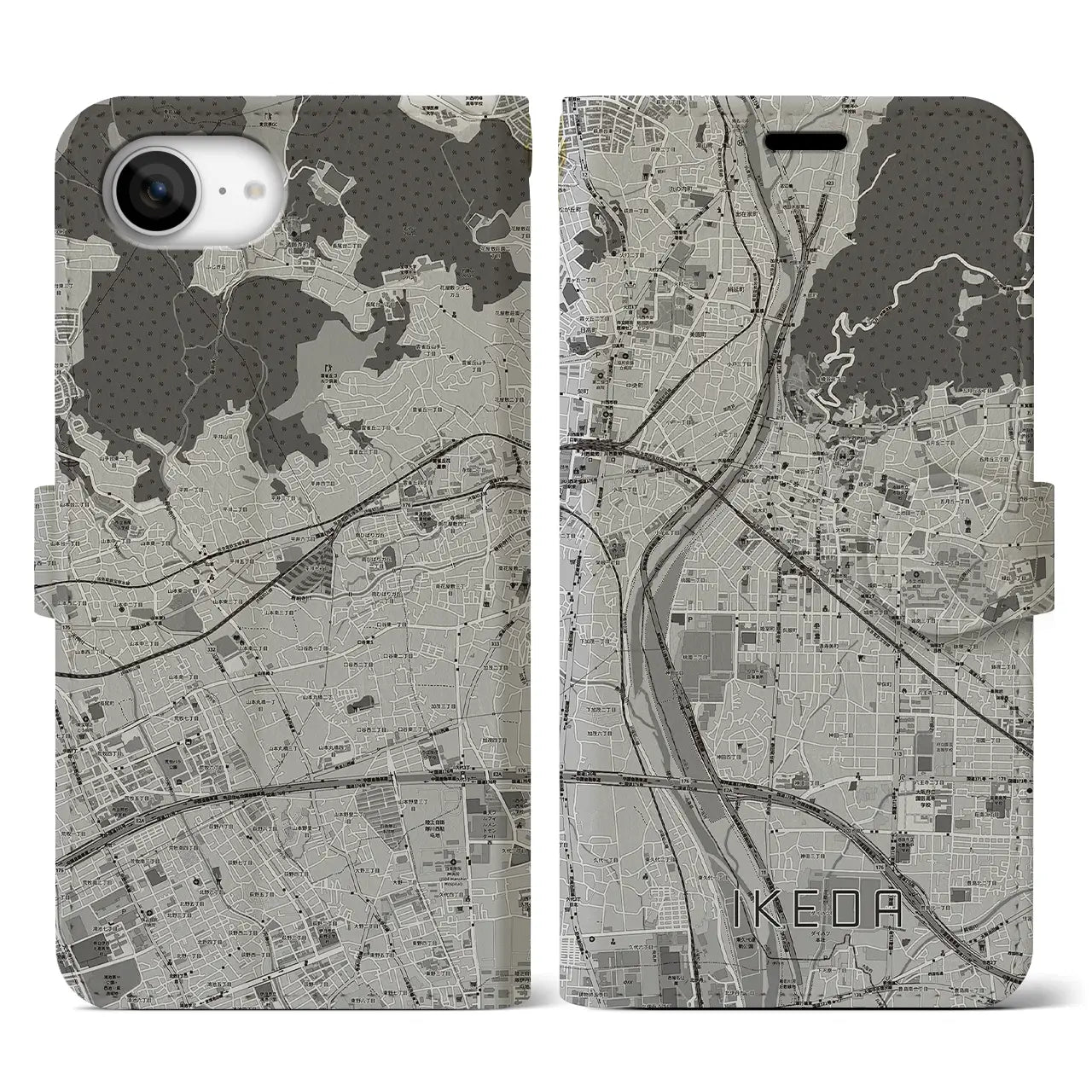 【池田(大阪府)】地図柄iPhoneケース(手帳タイプ)