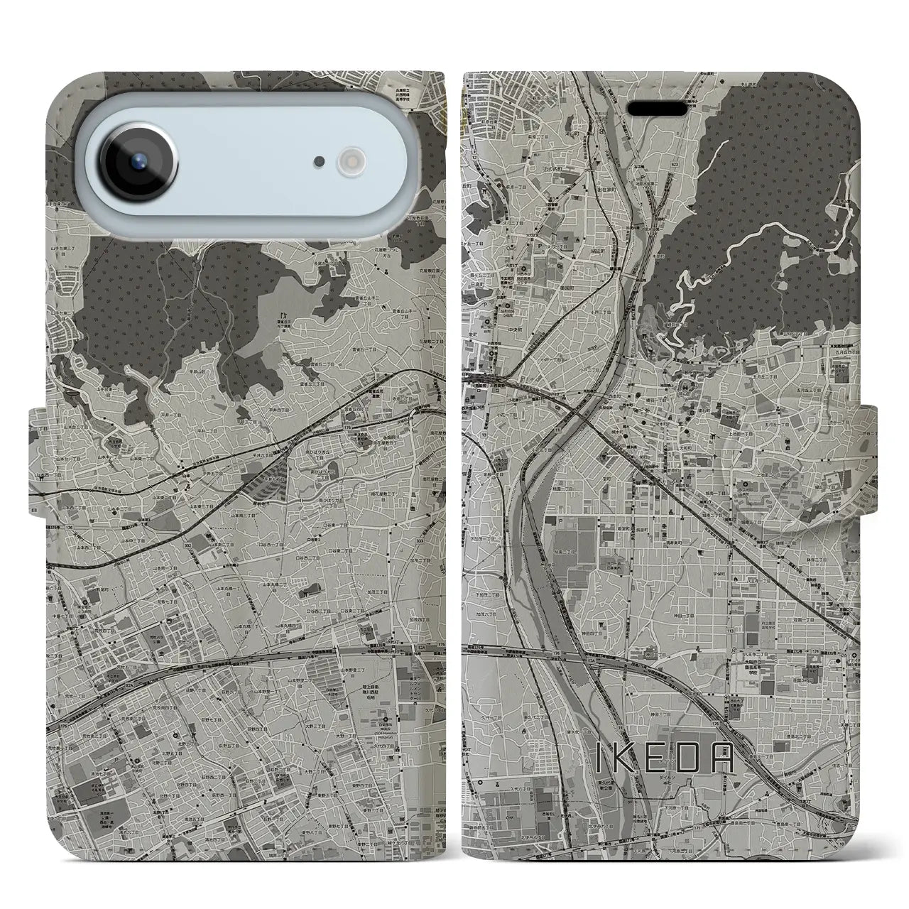 【池田(大阪府)】地図柄iPhoneケース(手帳タイプ)