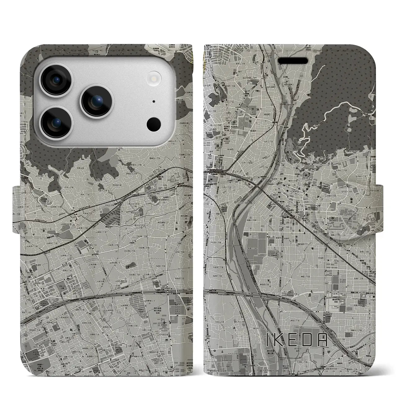 【池田(大阪府)】地図柄iPhoneケース(手帳タイプ)