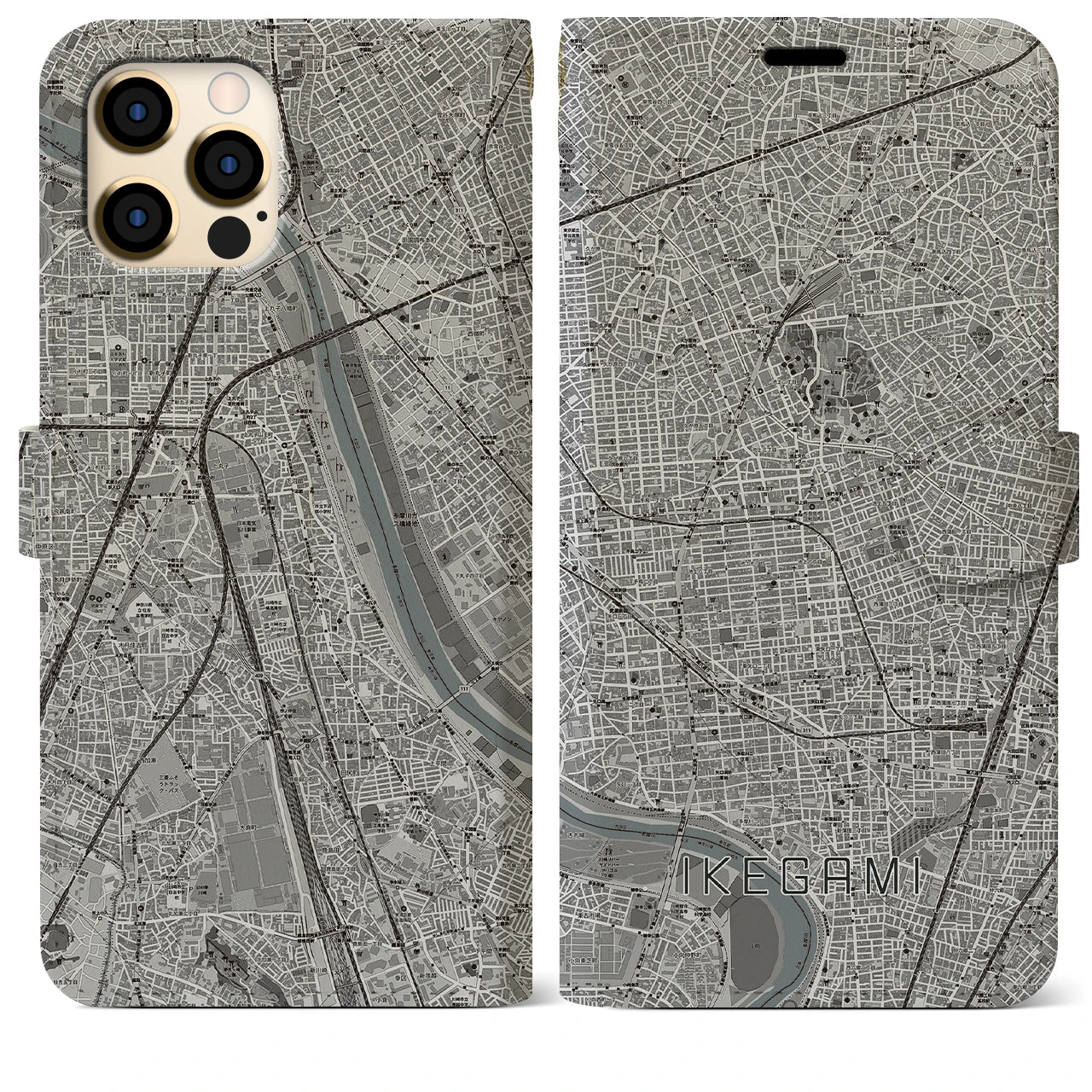 【池上(東京都)】地図柄iPhoneケース(手帳タイプ)