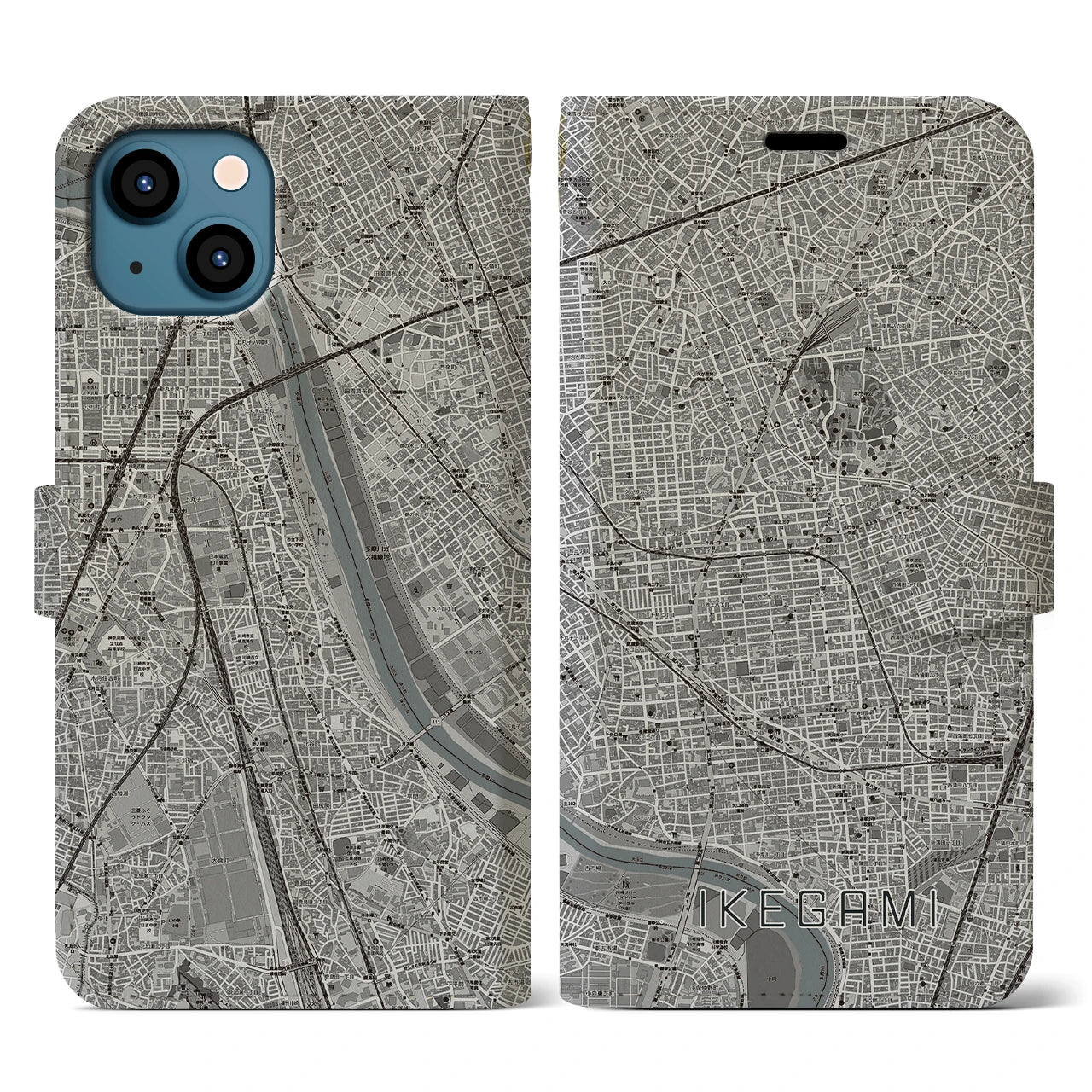 【池上(東京都)】地図柄iPhoneケース(手帳タイプ)