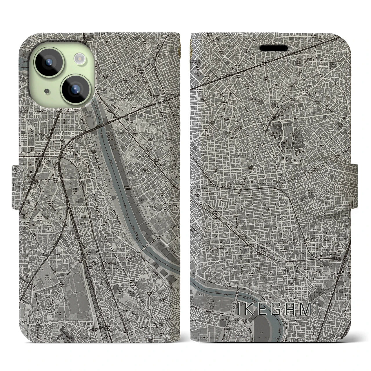 【池上(東京都)】地図柄iPhoneケース(手帳タイプ)