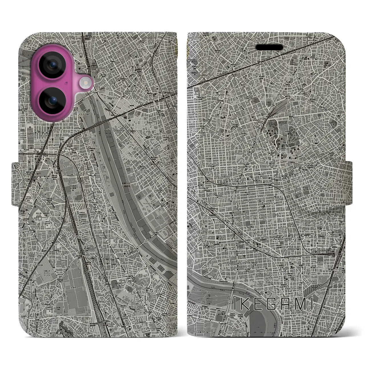 【池上(東京都)】地図柄iPhoneケース(手帳タイプ)