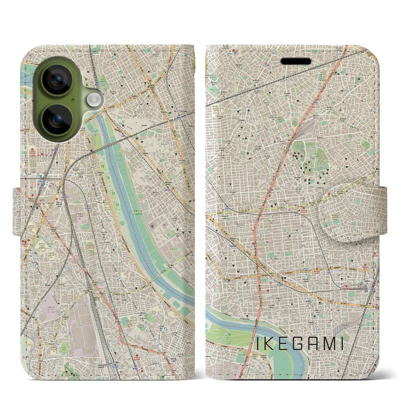 【池上(東京都)】地図柄iPhoneケース(手帳タイプ)