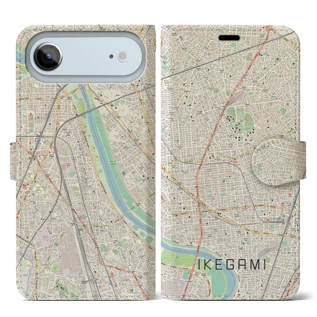 【池上(東京都)】地図柄iPhoneケース(手帳タイプ)