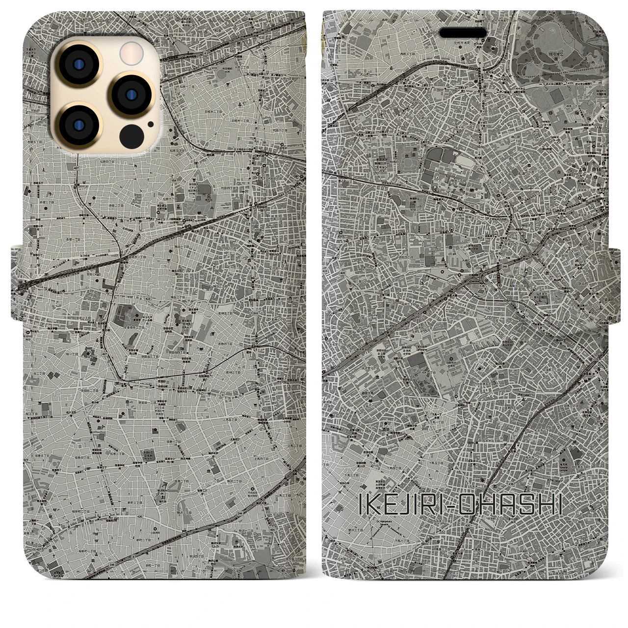 【池尻大橋(東京都)】地図柄iPhoneケース(手帳タイプ)