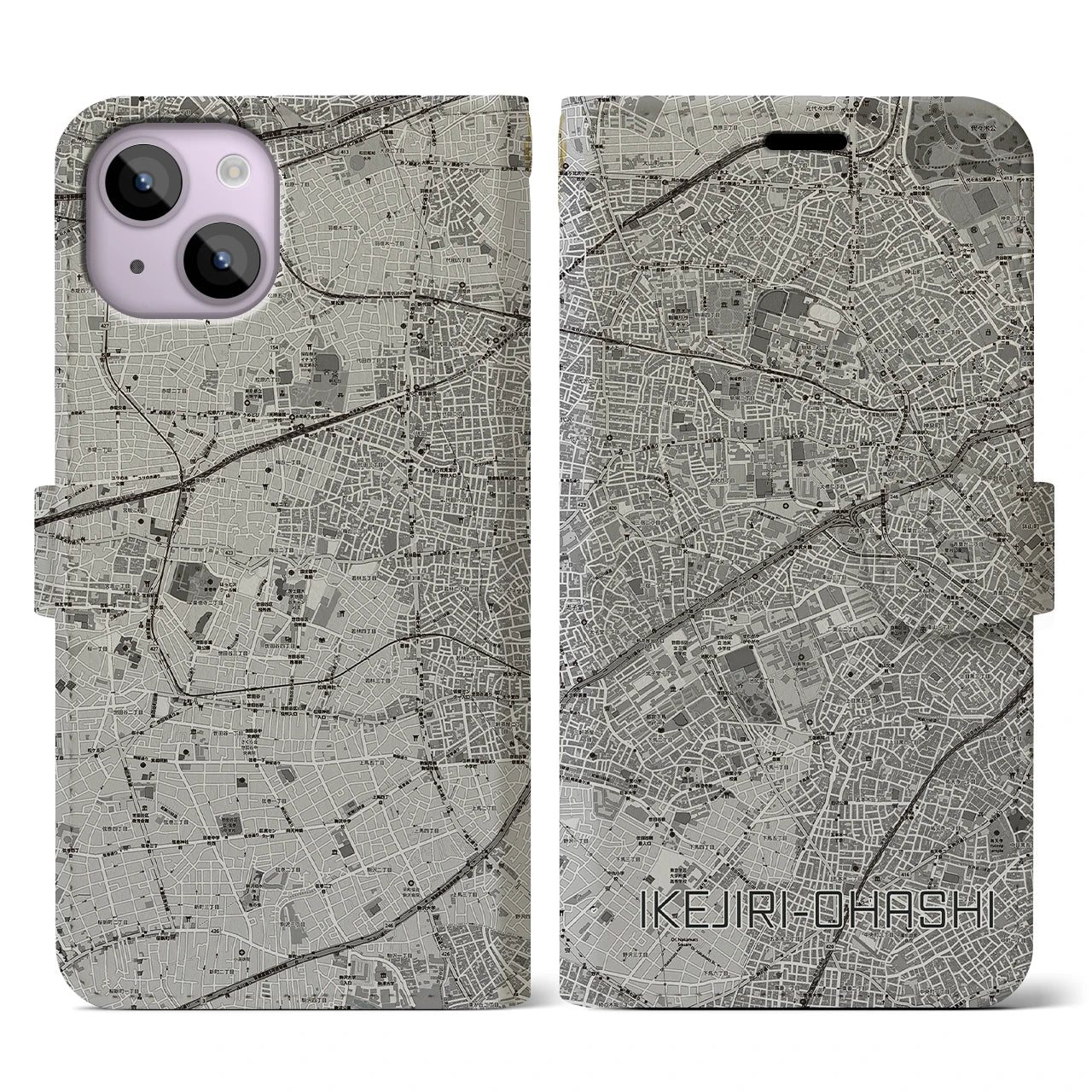 【池尻大橋(東京都)】地図柄iPhoneケース(手帳タイプ)