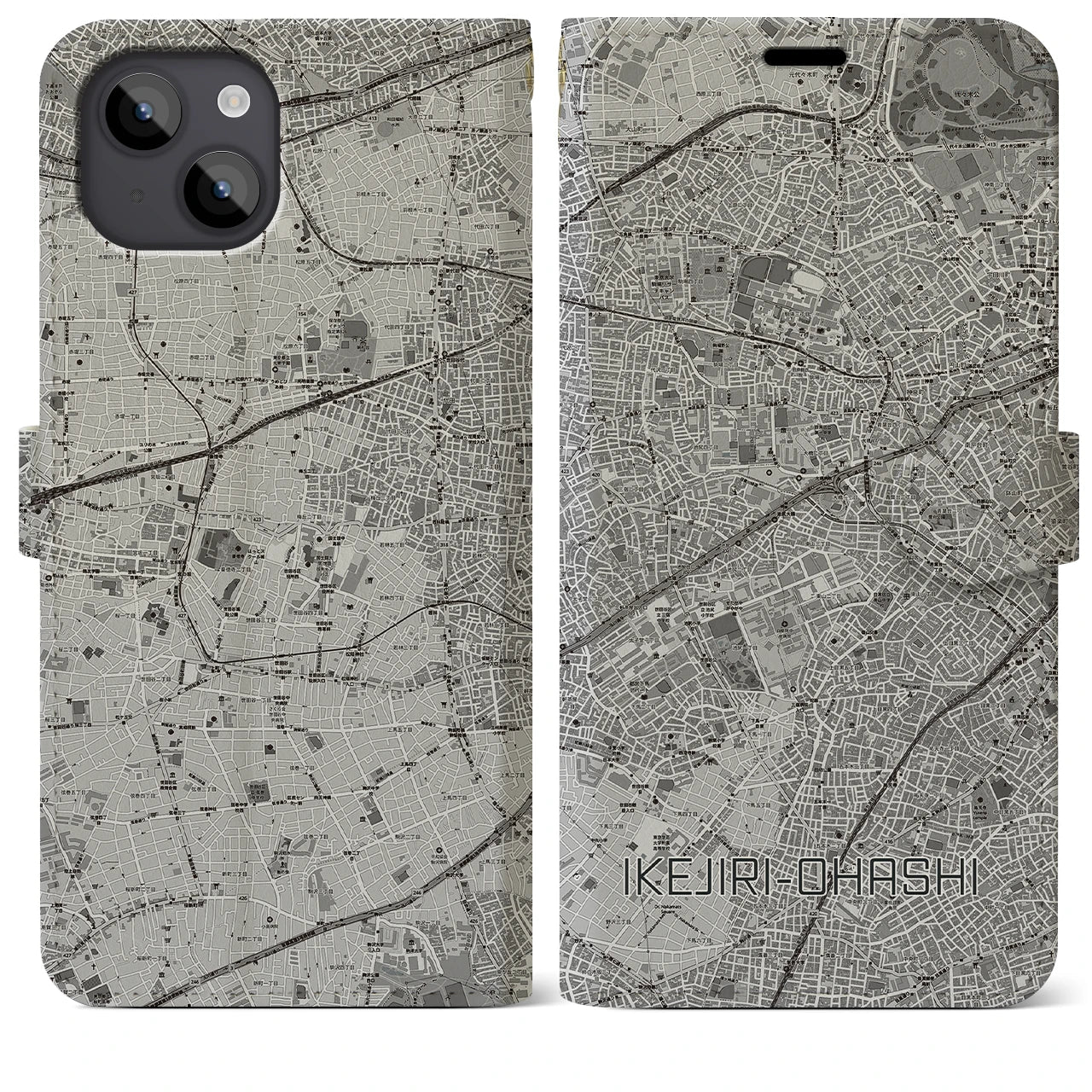 【池尻大橋(東京都)】地図柄iPhoneケース(手帳タイプ)