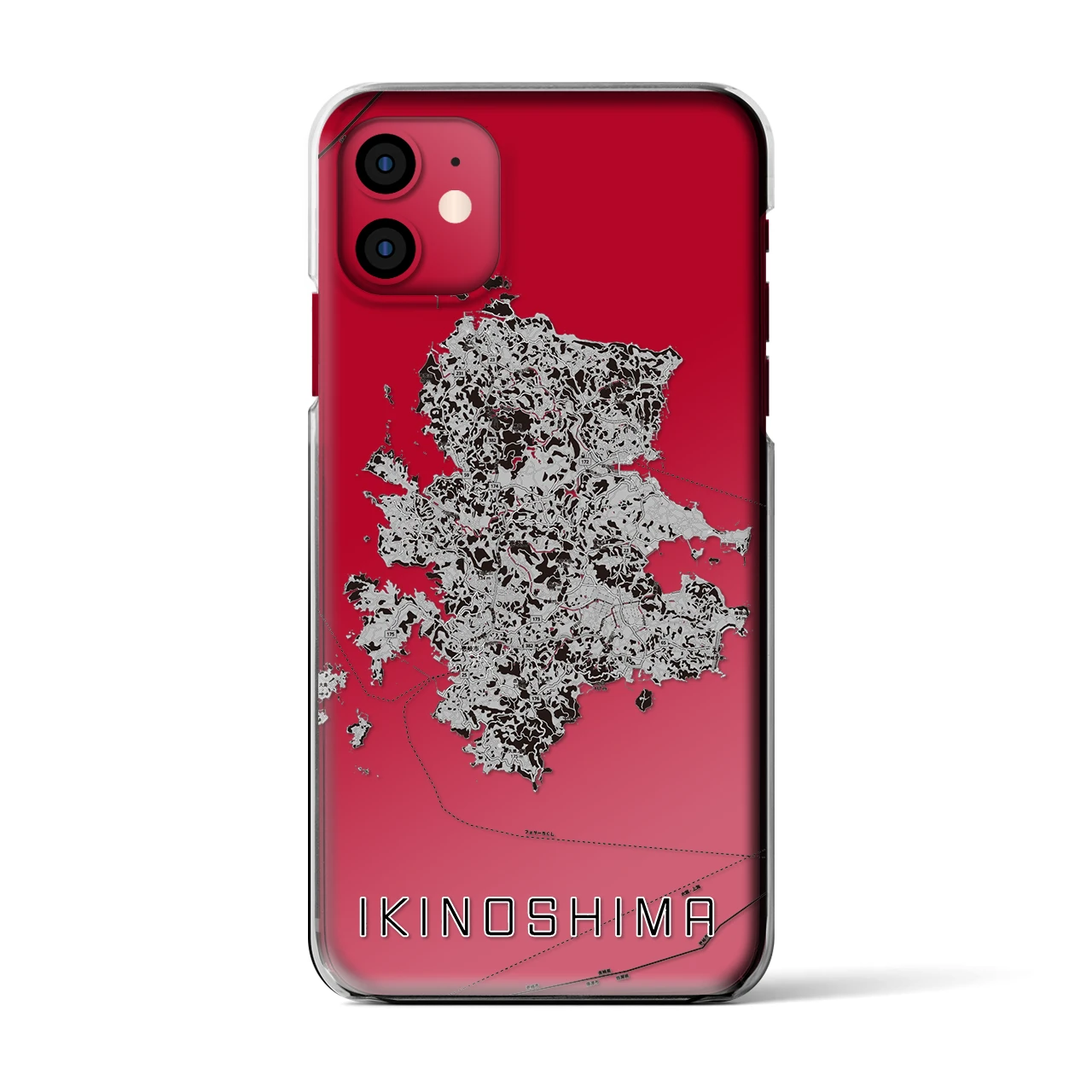 【壱岐島(長崎県)】地図柄iPhoneケース(クリアタイプ)モノトーン・iPhone 11 用