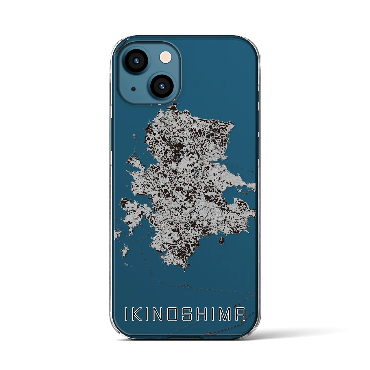 【壱岐島(長崎県)】地図柄iPhoneケース(クリアタイプ)モノトーン・iPhone 13 用