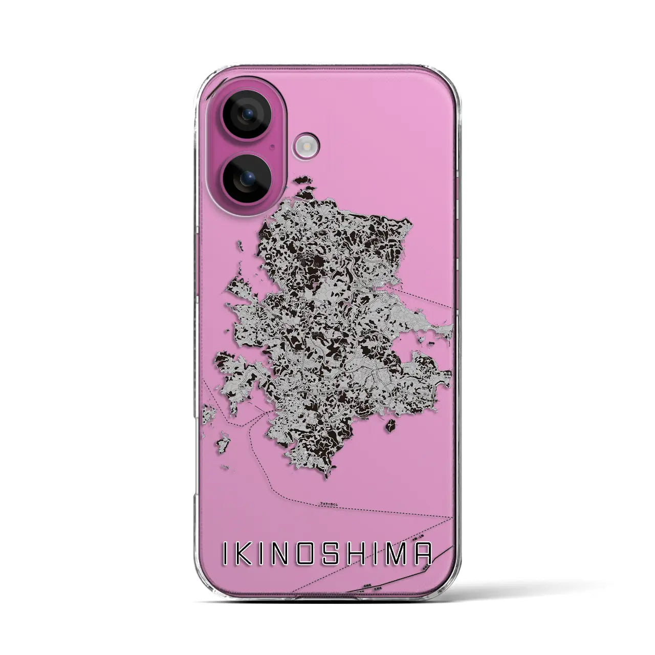 【壱岐島(長崎県)】地図柄iPhoneケース(クリアタイプ)モノトーン・iPhone 16 Pro 用
