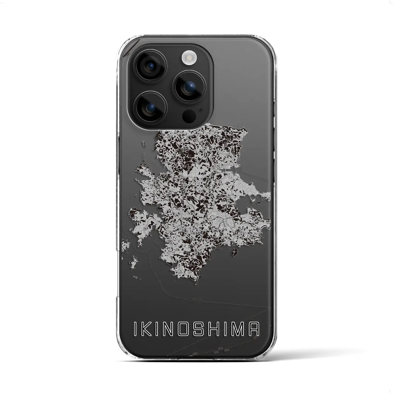 【壱岐島(長崎県)】地図柄iPhoneケース(クリアタイプ)モノトーン・iPhone 16 用