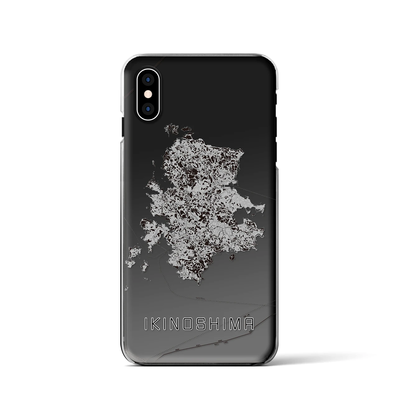 【壱岐島(長崎県)】地図柄iPhoneケース(クリアタイプ)モノトーン・iPhone XS / X 用