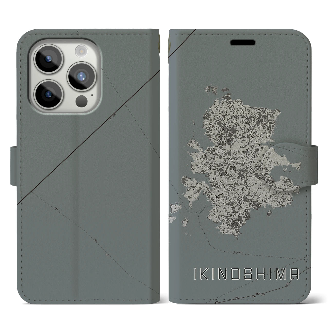 【壱岐島(長崎県)】地図柄iPhoneケース(手帳タイプ)