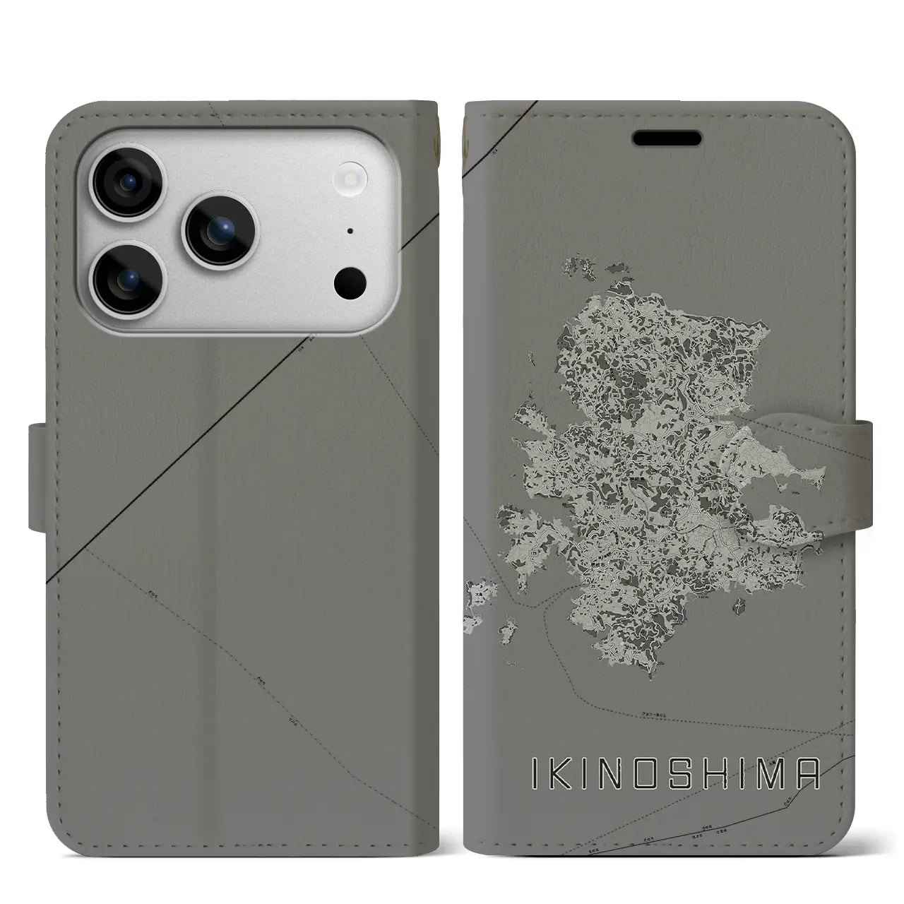 【壱岐島(長崎県)】地図柄iPhoneケース(手帳タイプ)