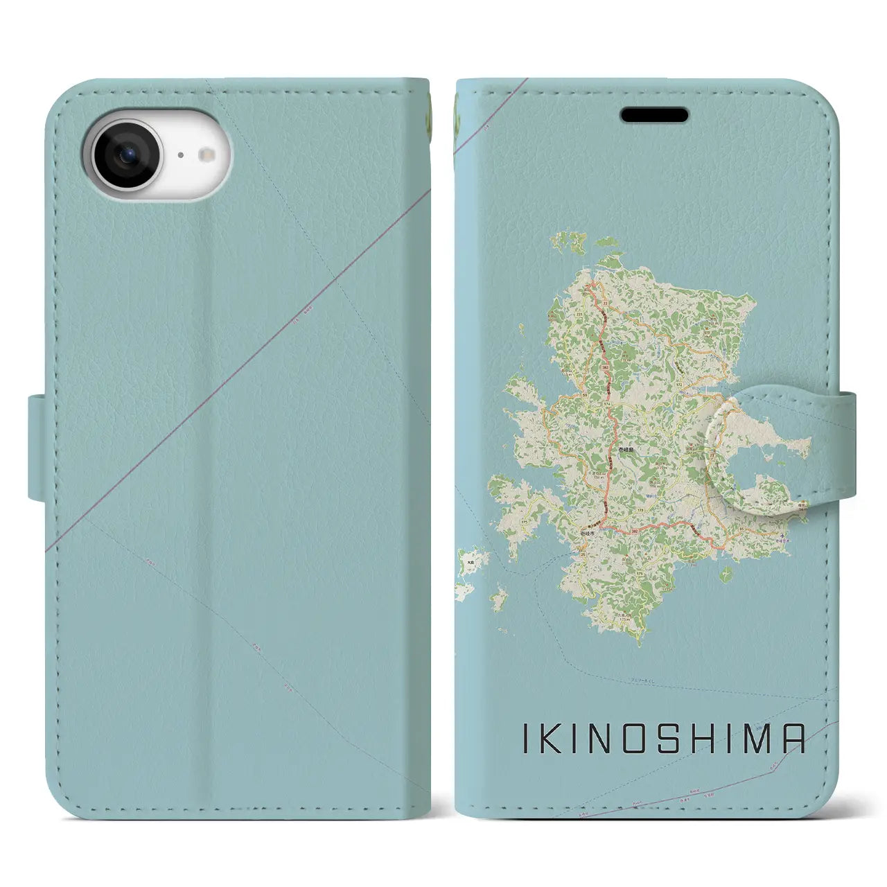 【壱岐島(長崎県)】地図柄iPhoneケース(手帳タイプ)