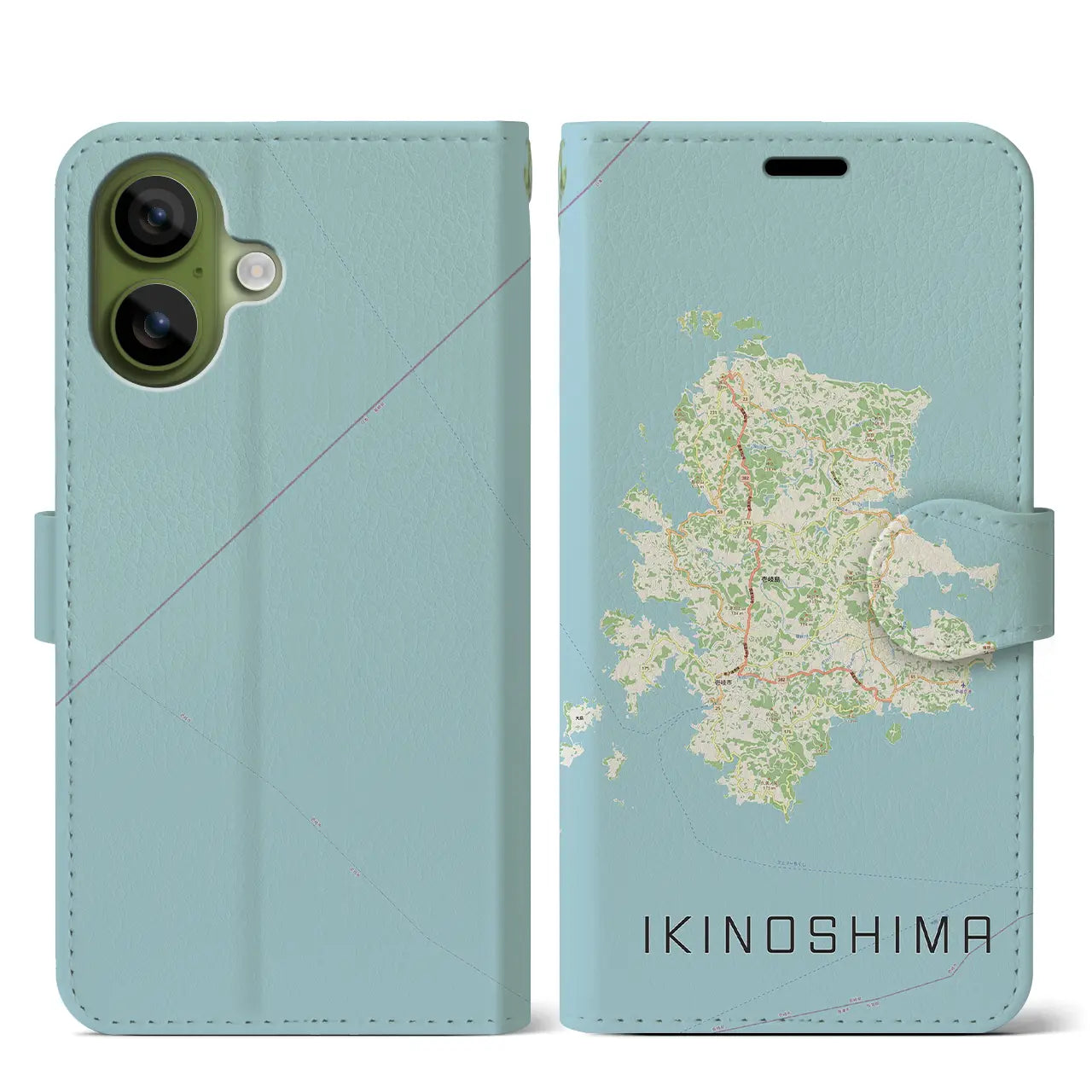 【壱岐島(長崎県)】地図柄iPhoneケース(手帳タイプ)ナチュラル・iPhone 17 Pro Max 用