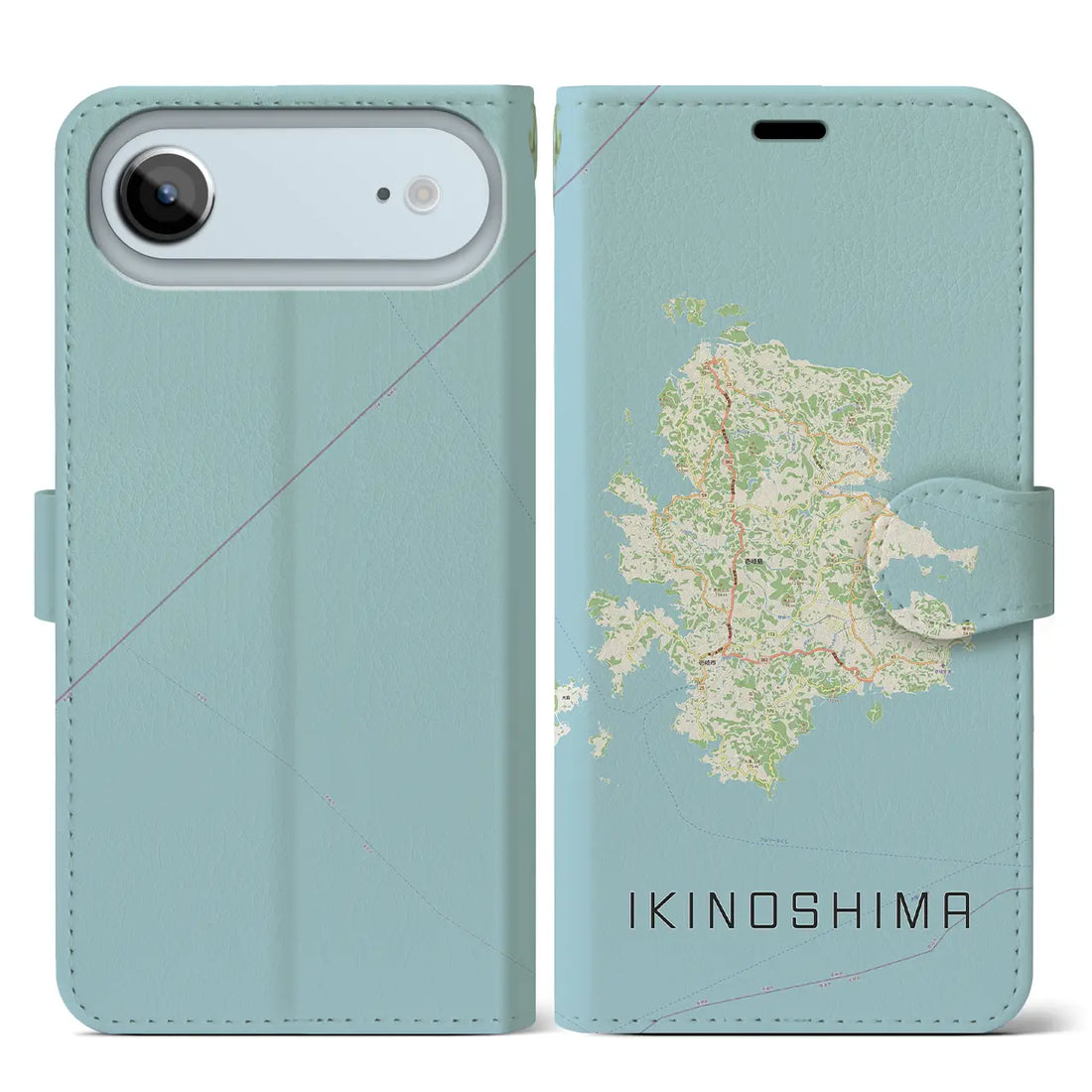 【壱岐島(長崎県)】地図柄iPhoneケース(手帳タイプ)モノトーン・iPhone 17 Pro Max 用