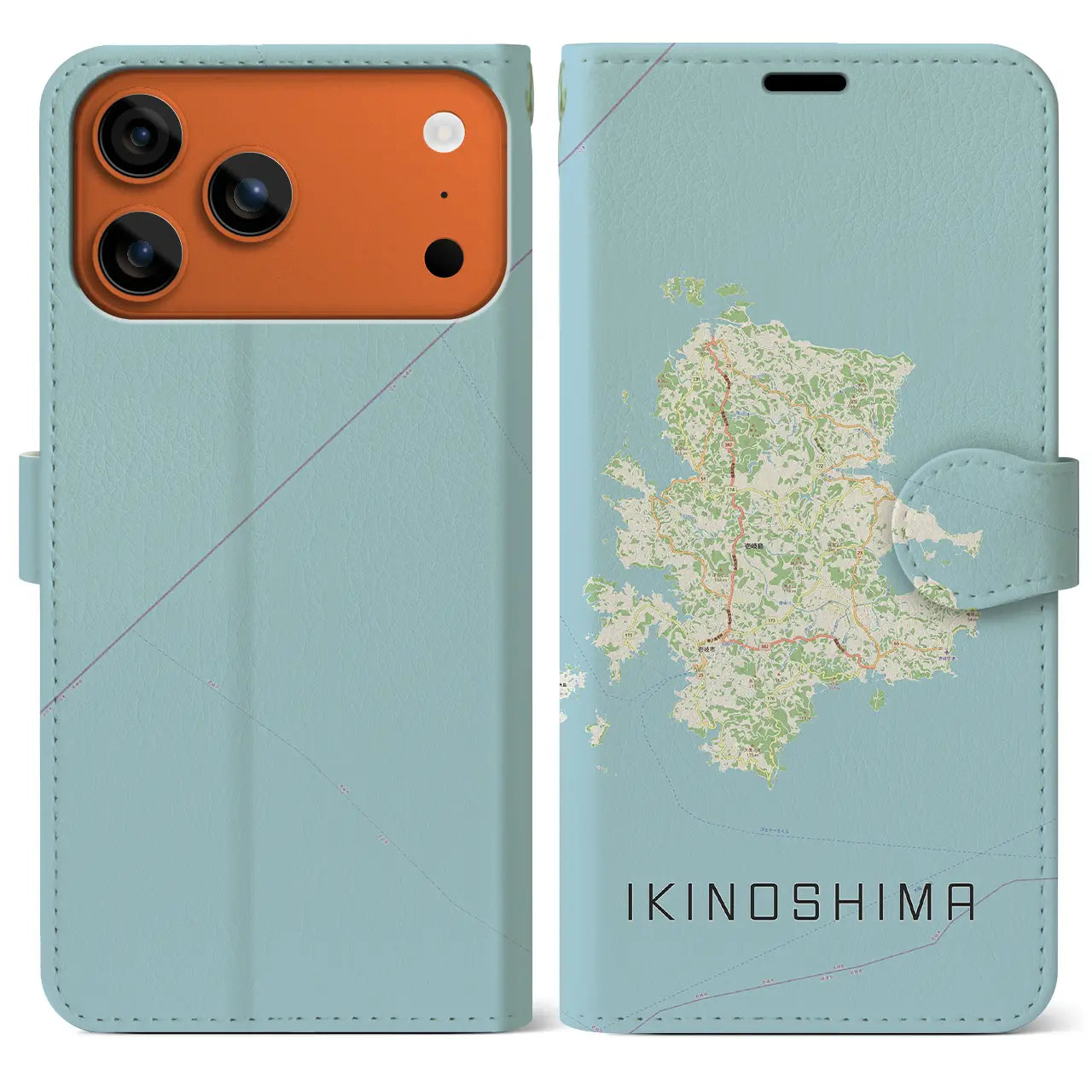 【壱岐島(長崎県)】地図柄iPhoneケース(手帳タイプ)