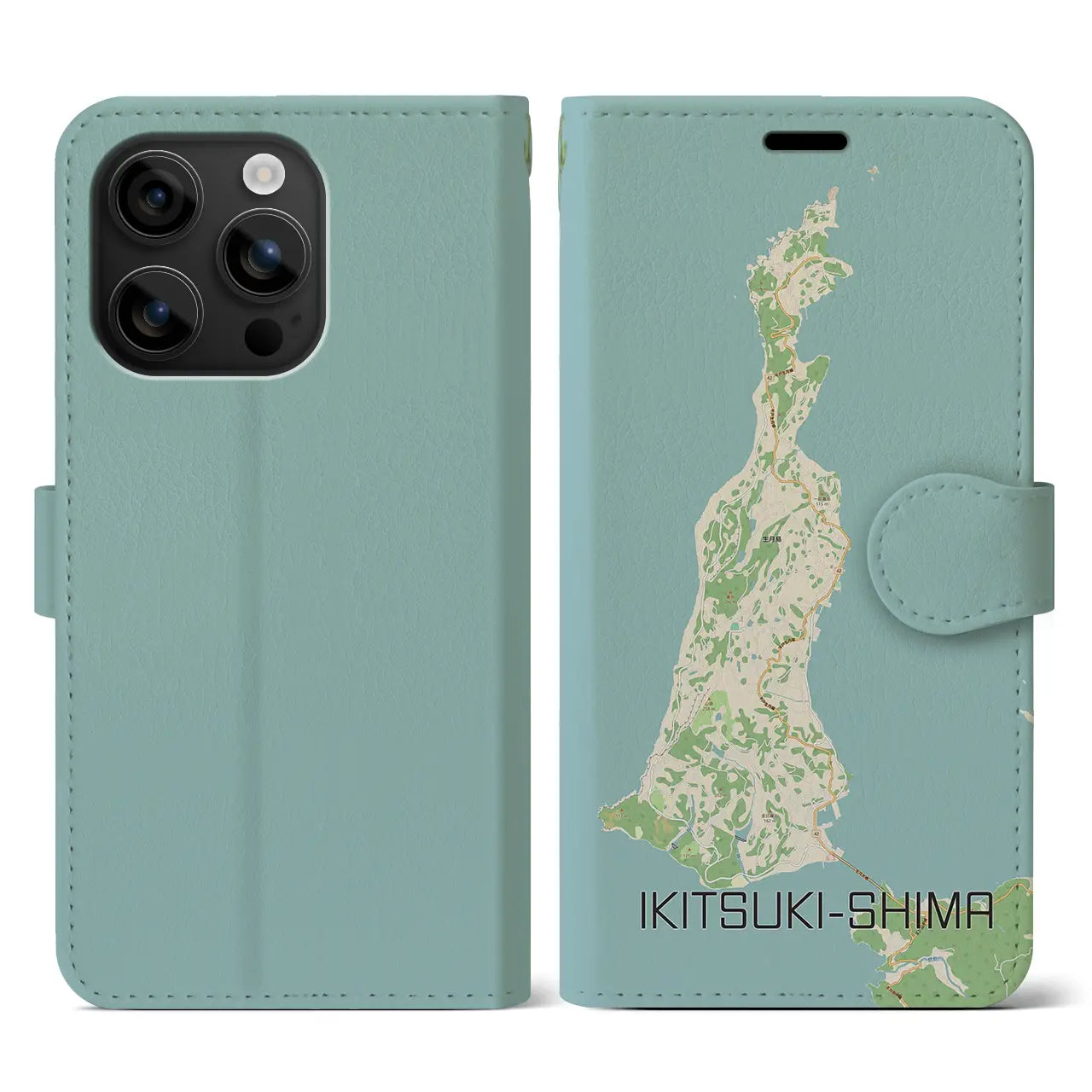 【生月島(長崎県)】地図柄iPhoneケース(手帳タイプ)ナチュラル・iPhone 16 用