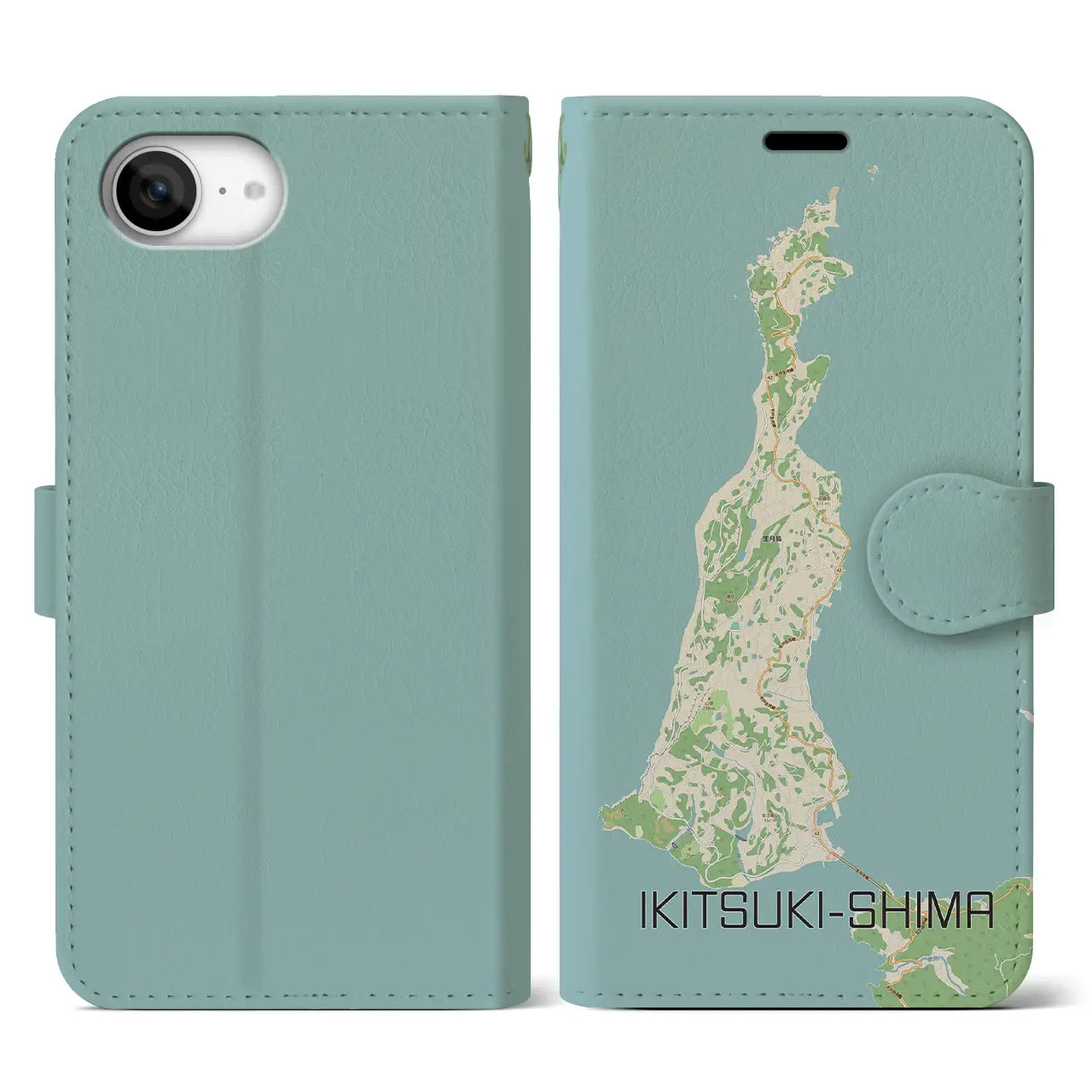 【生月島(長崎県)】地図柄iPhoneケース(手帳タイプ)