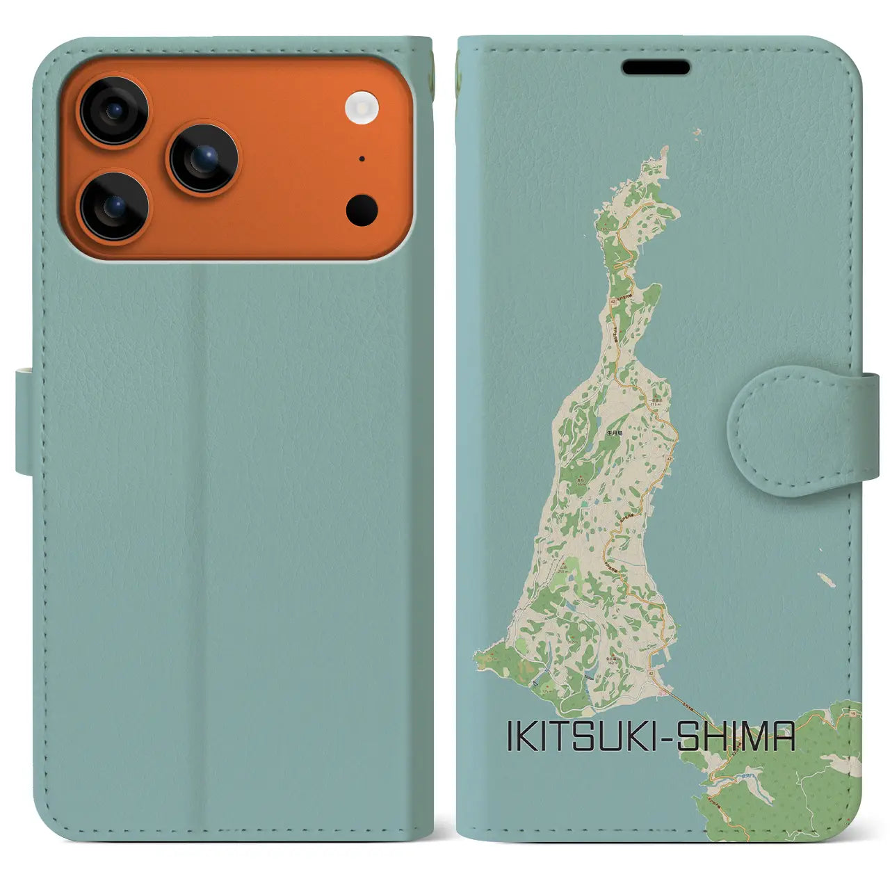 【生月島(長崎県)】地図柄iPhoneケース(手帳タイプ)モノトーン・iPhone 17 Pro Max 用