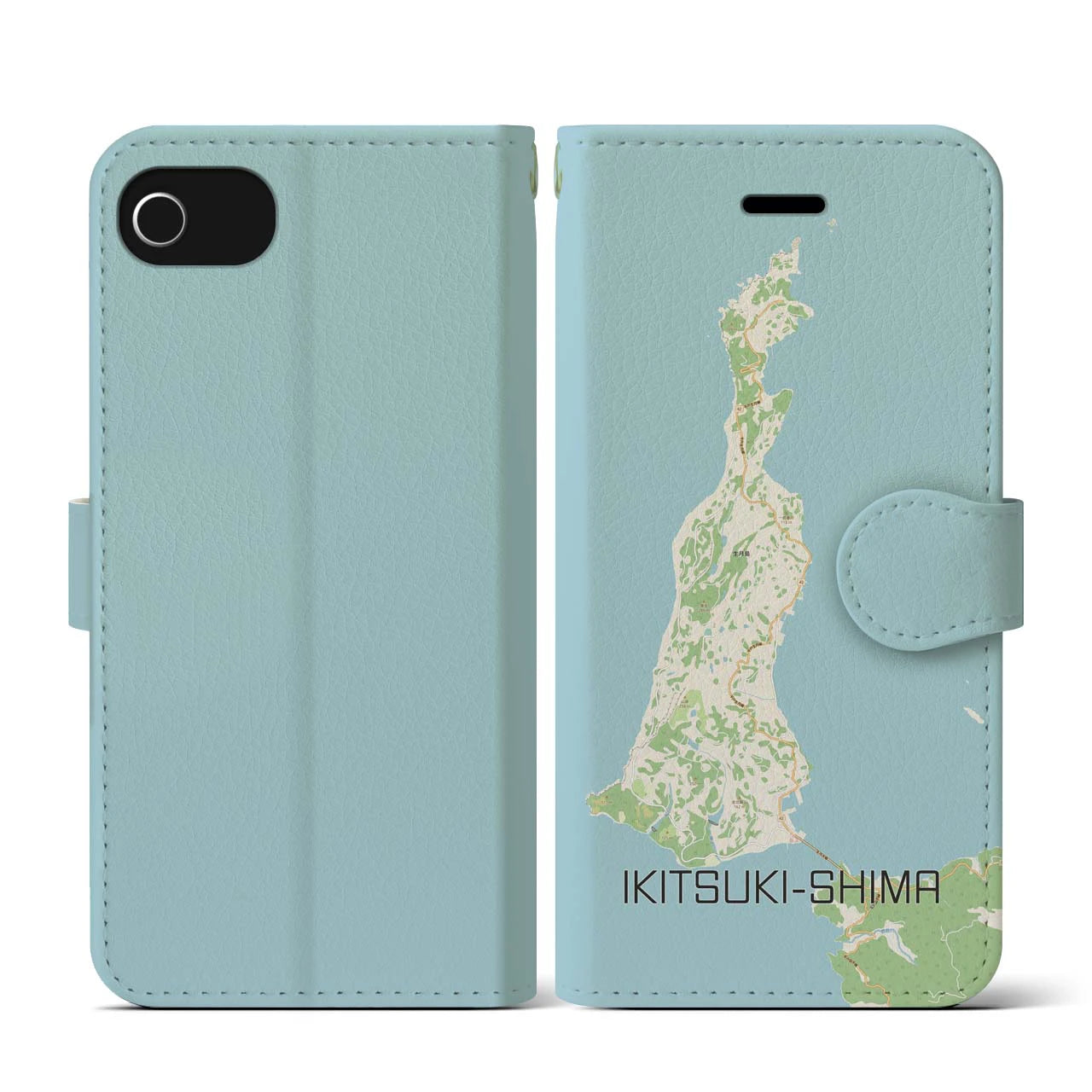 【生月島(長崎県)】地図柄iPhoneケース(手帳タイプ)ナチュラル・iPhone SE(第3 / 第2世代) / 8 / 7 / 6s / 6 用