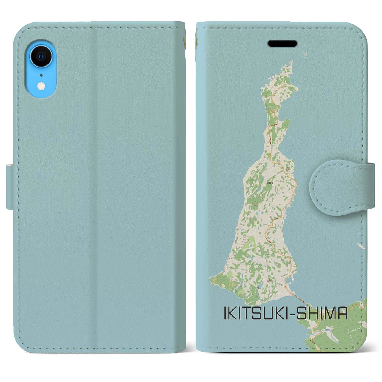 【生月島(長崎県)】地図柄iPhoneケース(手帳タイプ)ナチュラル・iPhone XR 用