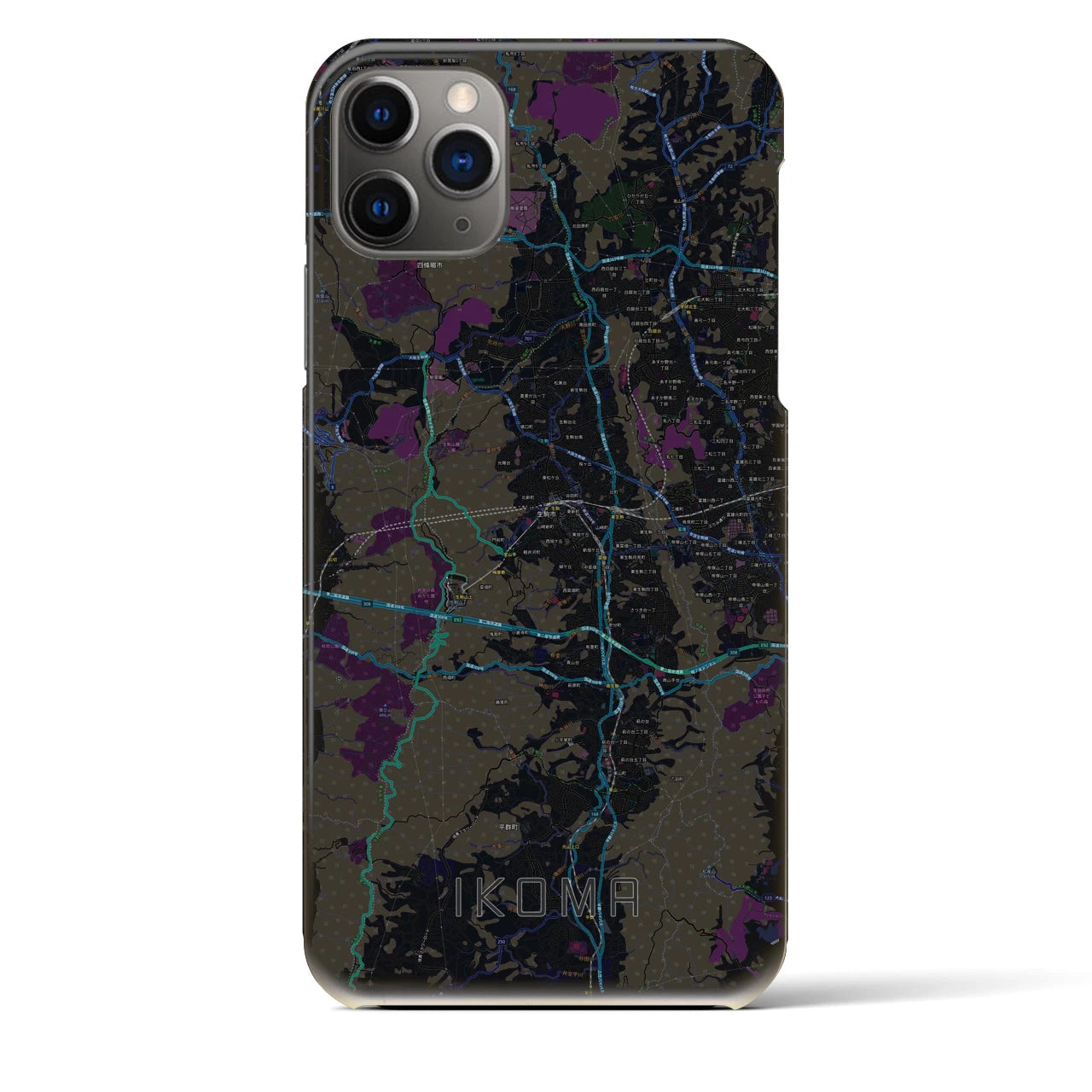 【生駒(奈良県)】地図柄iPhoneケース(バックカバータイプ)