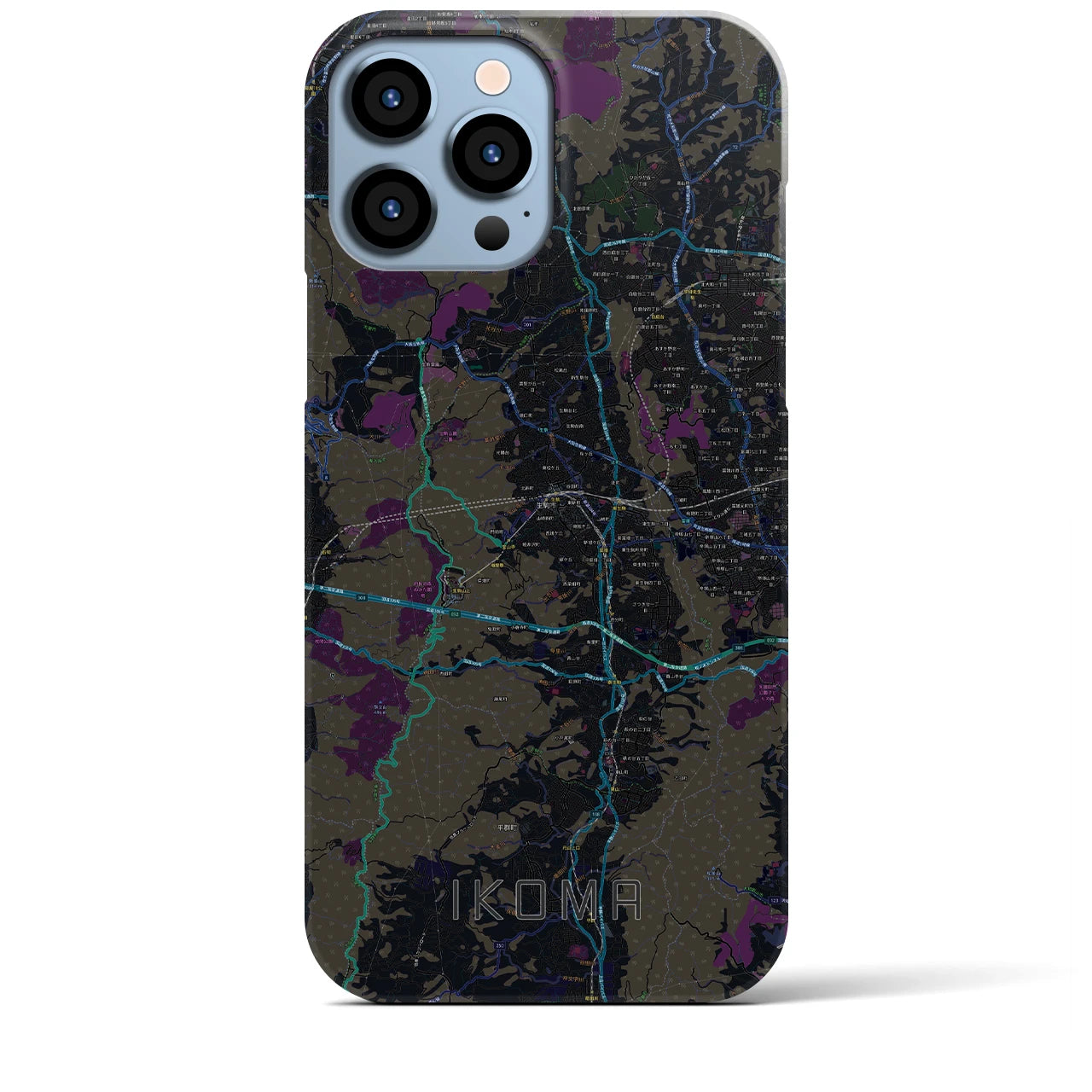 【生駒(奈良県)】地図柄iPhoneケース(バックカバータイプ)