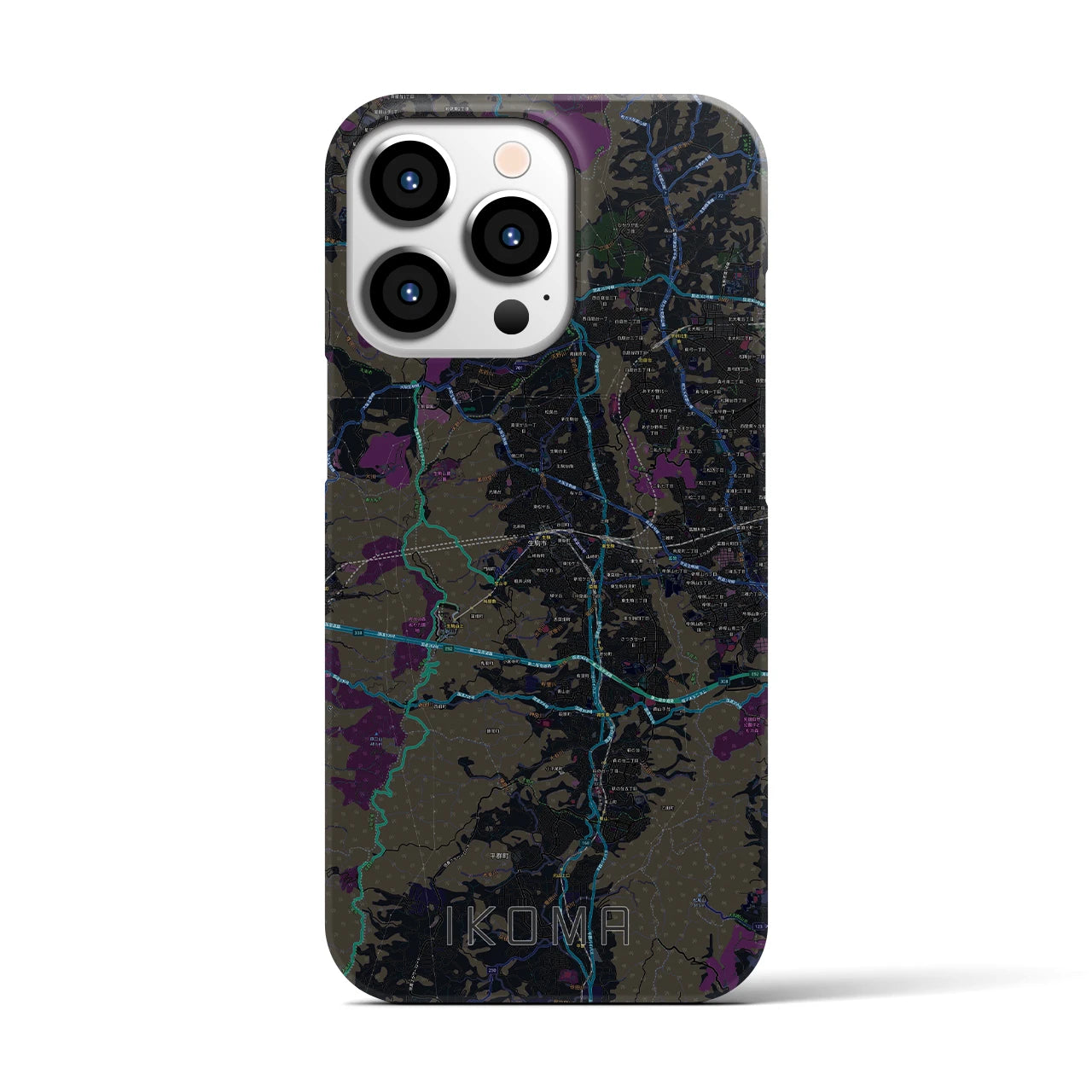 【生駒(奈良県)】地図柄iPhoneケース(バックカバータイプ)