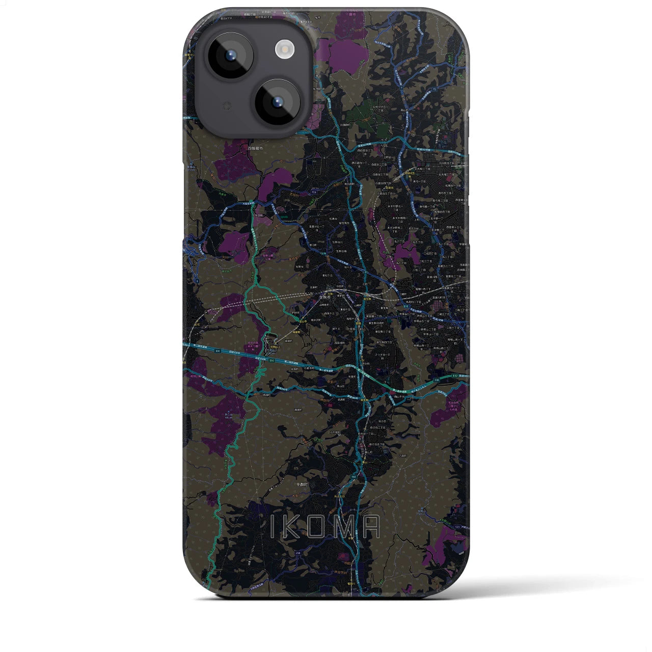 【生駒(奈良県)】地図柄iPhoneケース(バックカバータイプ)