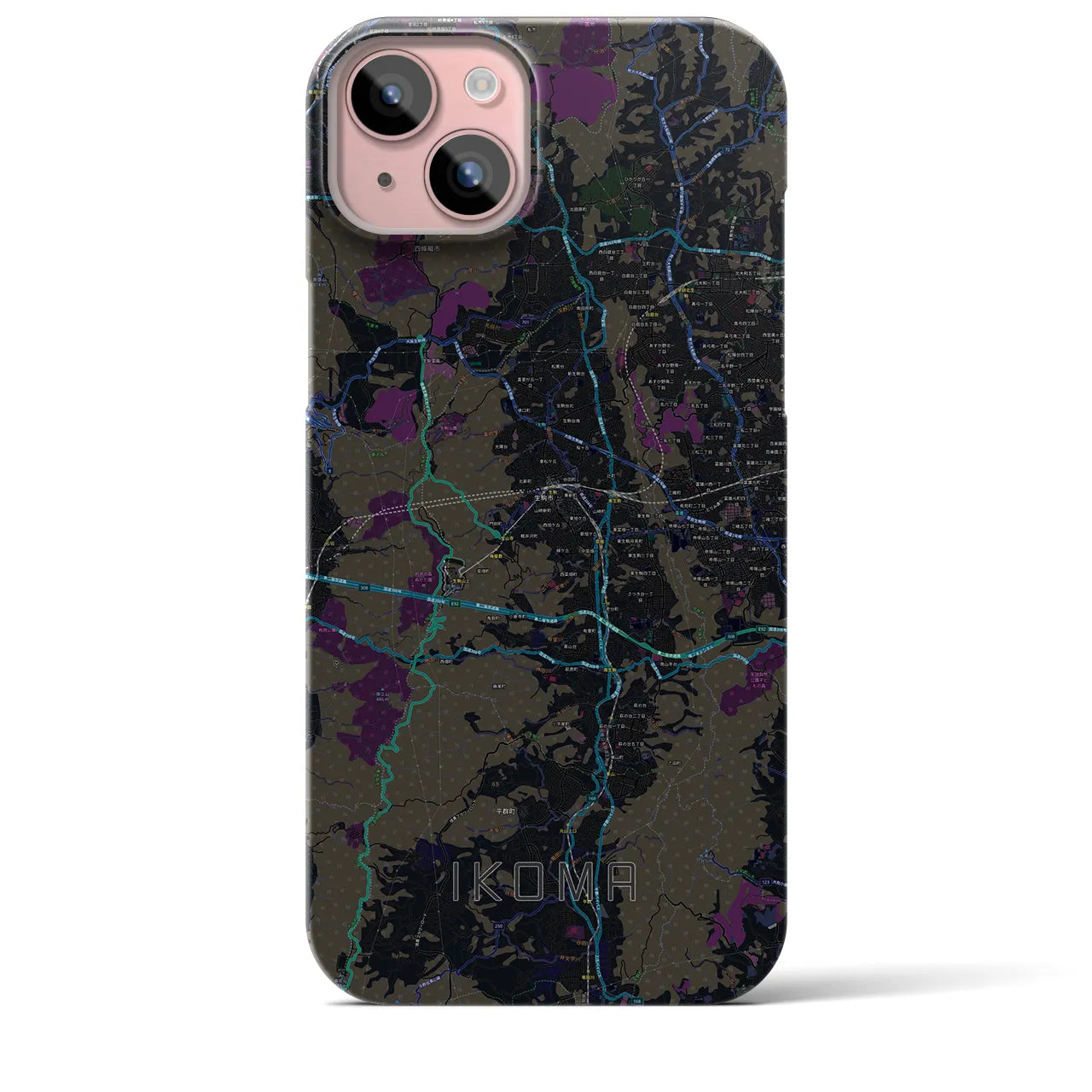 【生駒(奈良県)】地図柄iPhoneケース(バックカバータイプ)