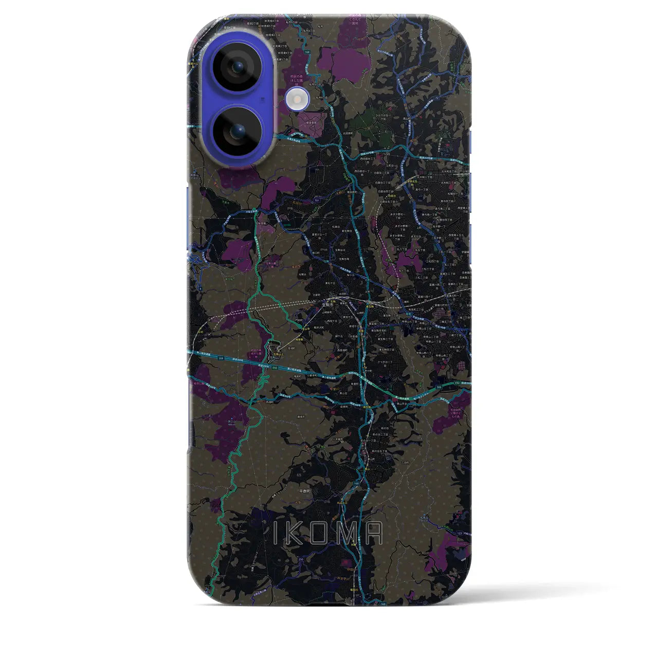【生駒(奈良県)】地図柄iPhoneケース(バックカバータイプ)